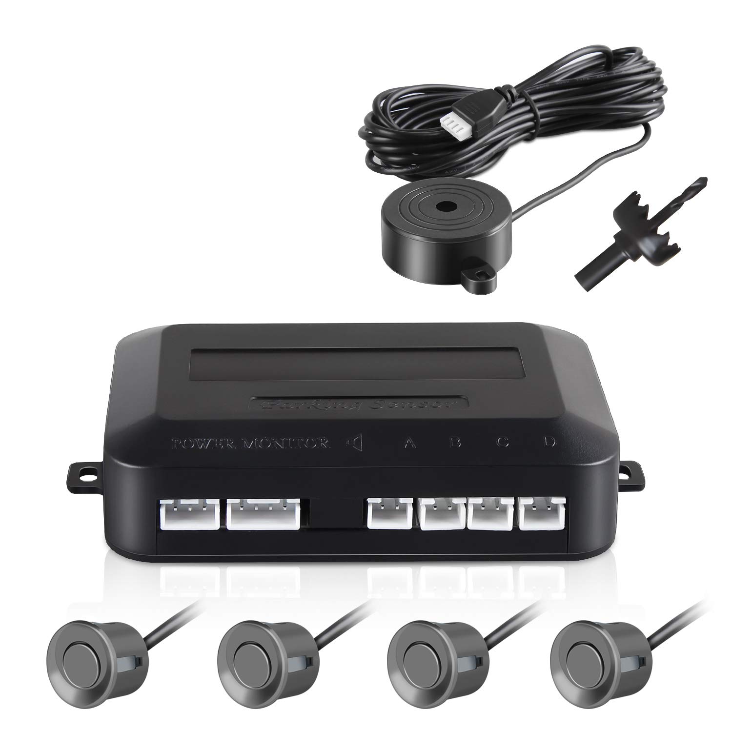 Aolead Sensori Parcheggio Auto Posteriori Kit 4 Sensori, Grigio