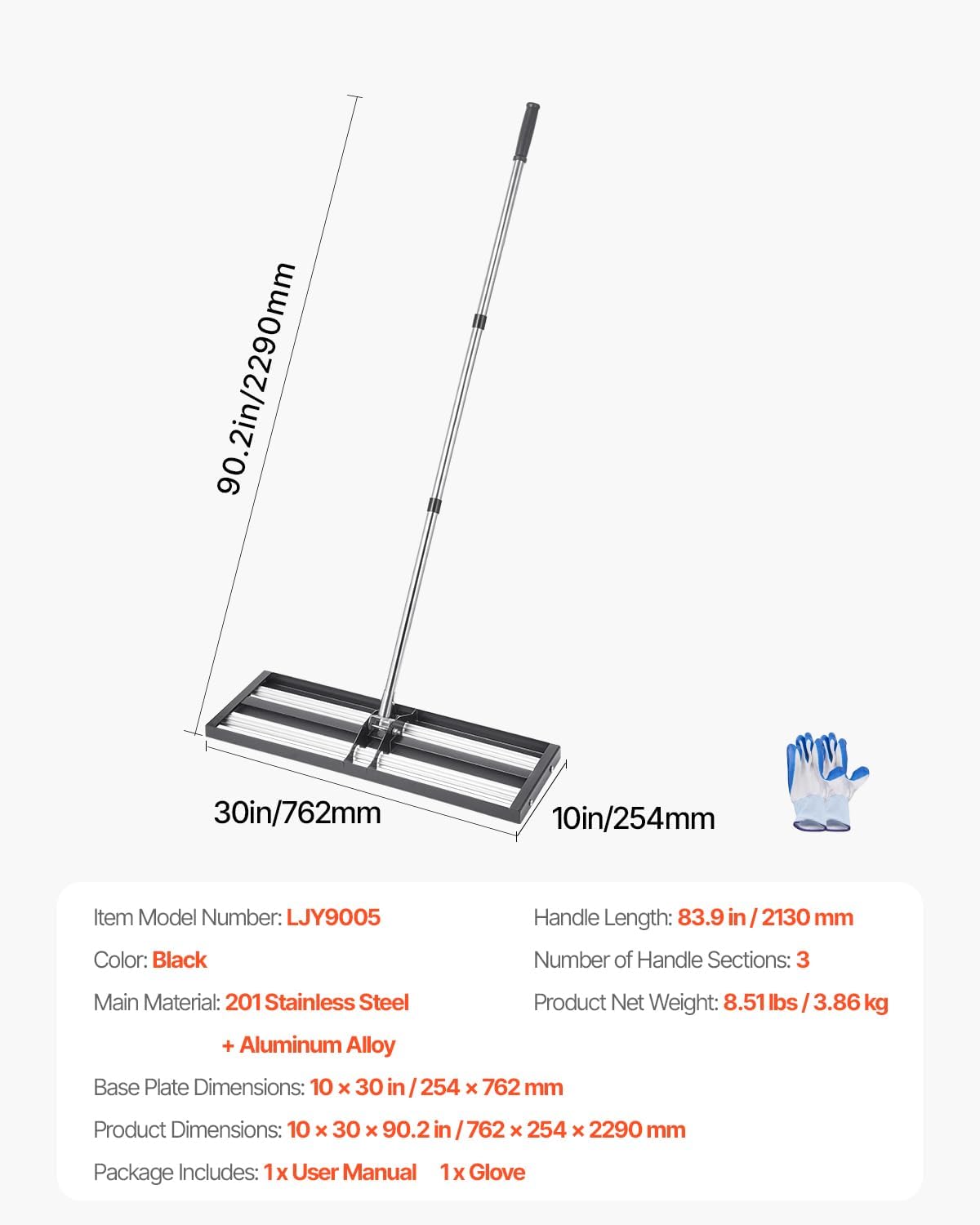 Vevor Rastrello Livellatore per Prato 2130mm - immagine 7