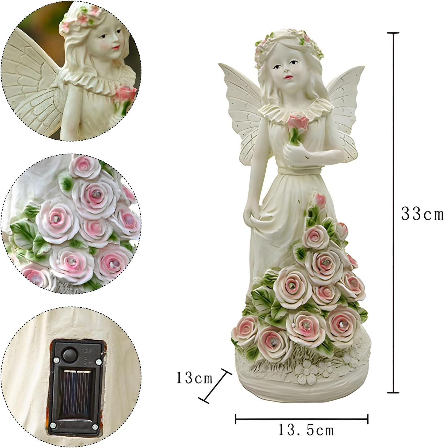 Statue Angelo Custode Giardino con 7 Luci Solari LED - immagine 2