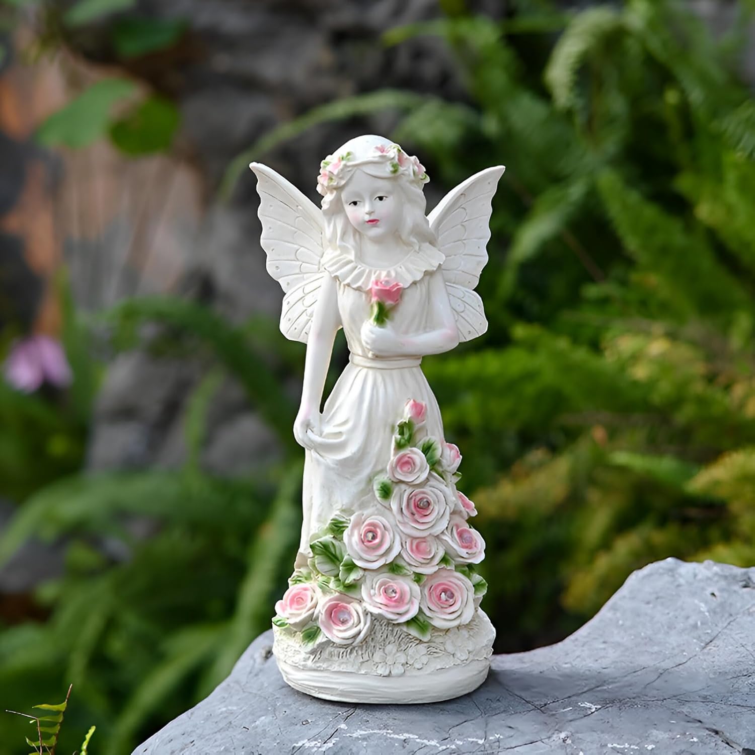 Statue Angelo Custode Giardino con 7 Luci Solari LED - immagine 4