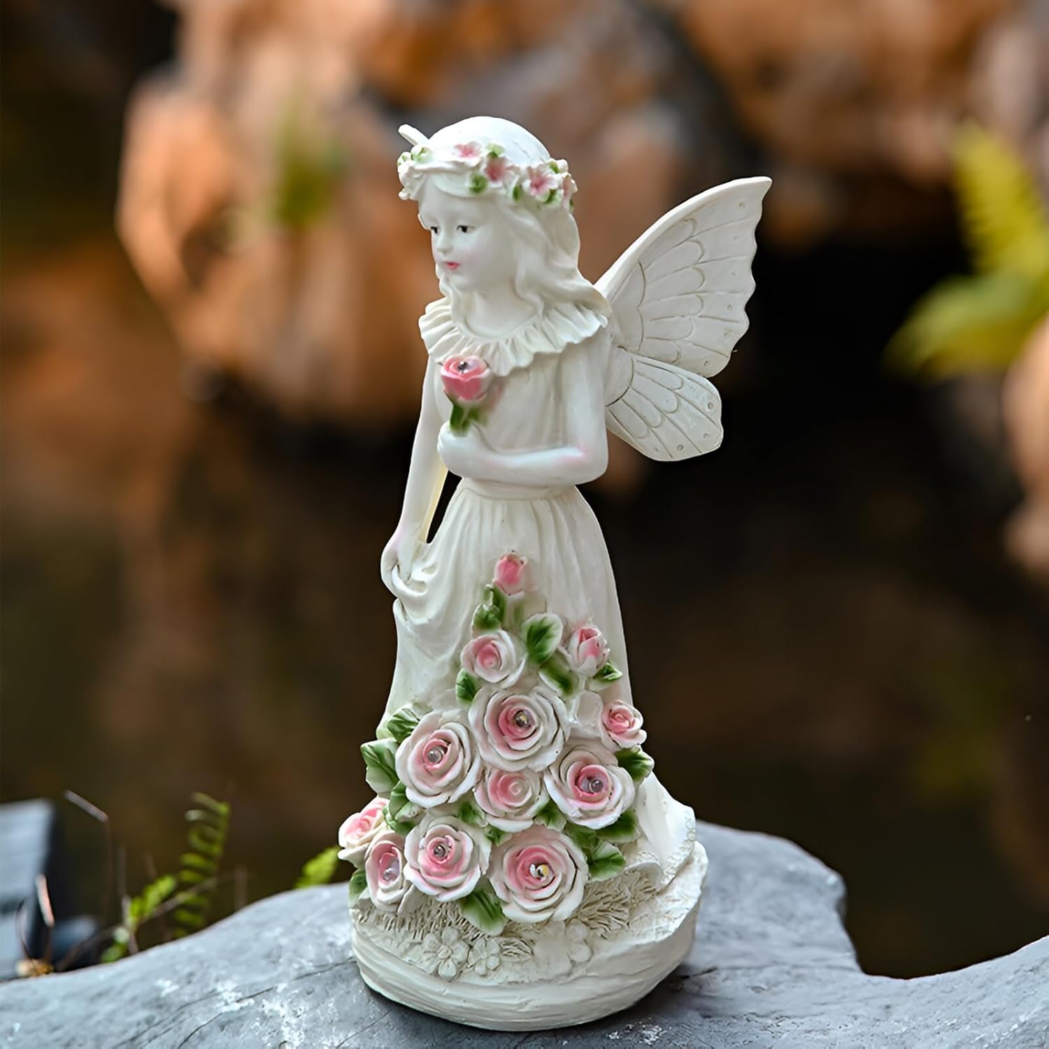 Statue Angelo Custode Giardino con 7 Luci Solari LED - immagine 6