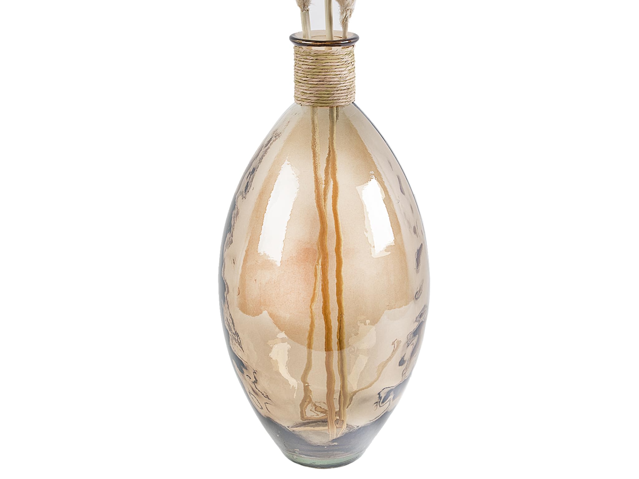 JARRON VIDRIO AMBAR C/ANEAS