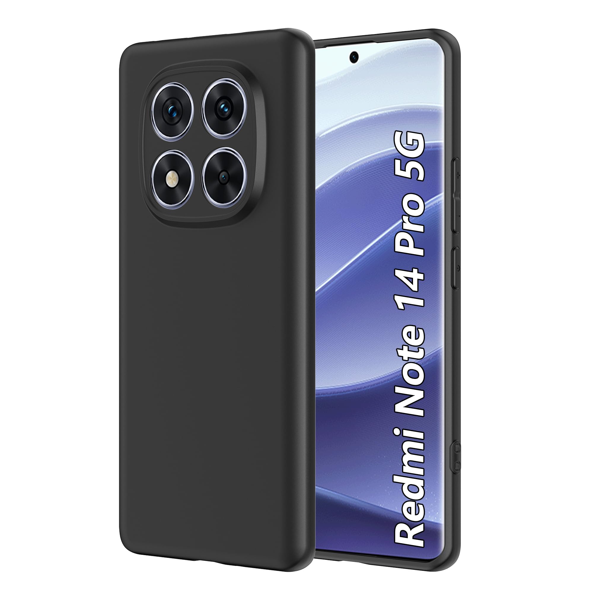 Rojeuinn Cover Silicone Liquido per Xiaomi Redmi Note 14 Pro 5G, Nero