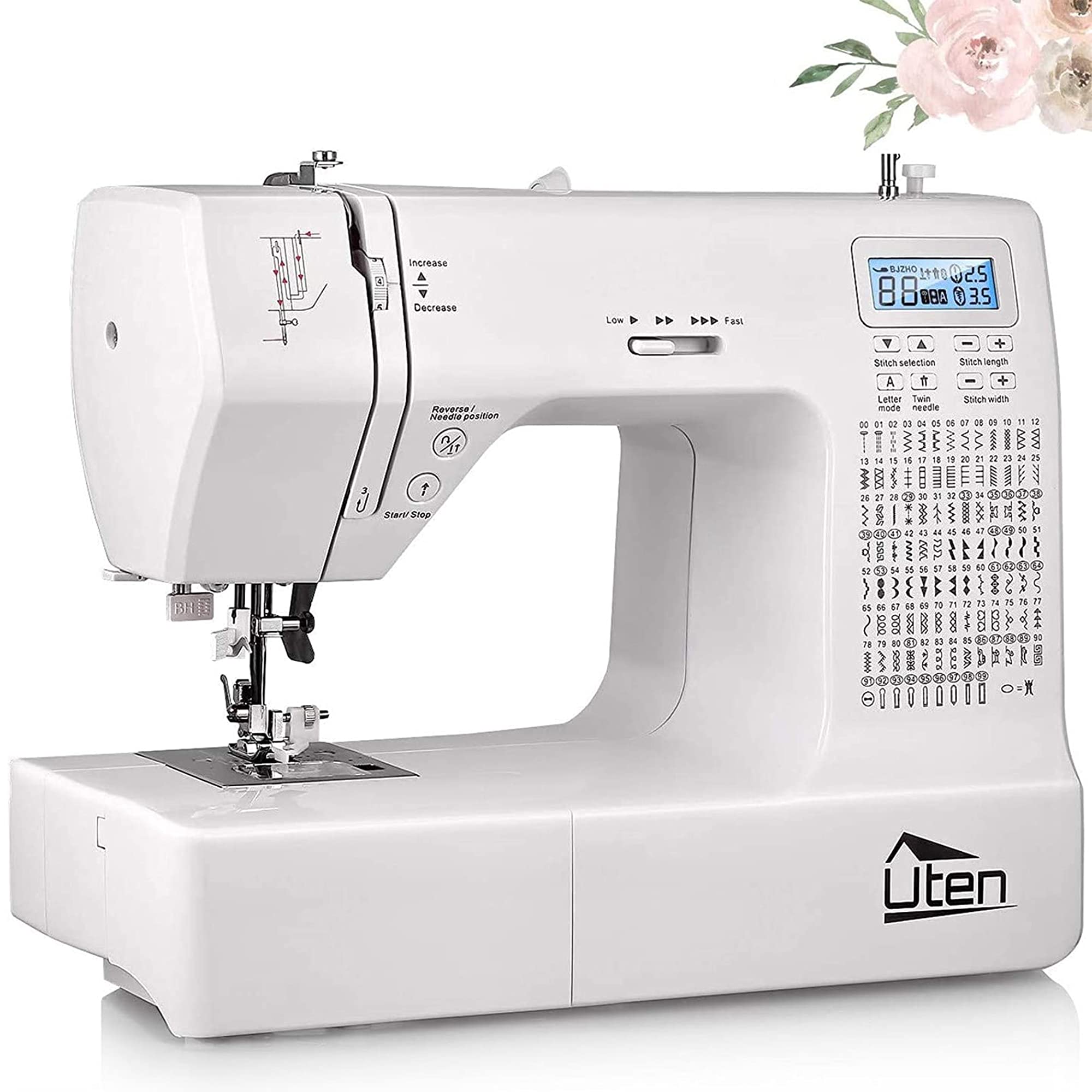 Uten - Macchina da Cucire Elettronica Overlock 200, Bianco