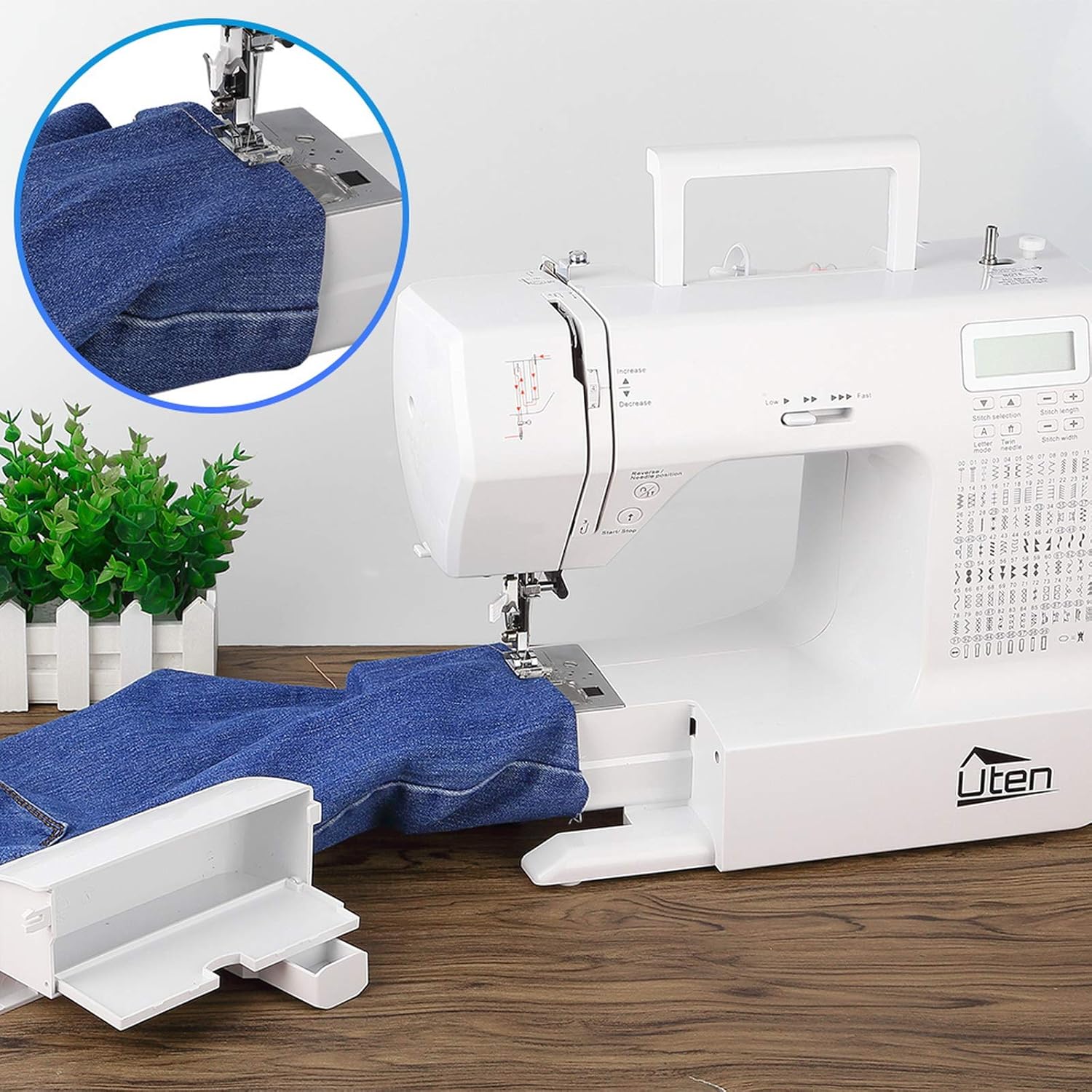 Uten - Macchina da Cucire Elettronica Overlock 200, Bianco - immagine 6