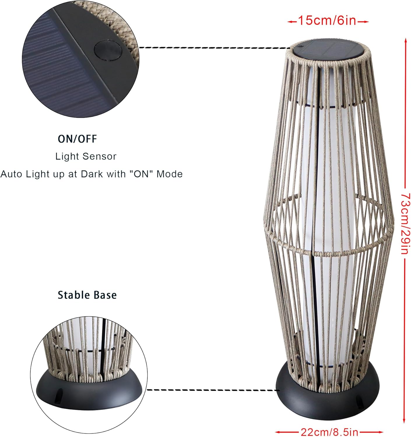 Trirocks 2 Lampade Solari da Esterno in Vimini, Grigio - immagine 4