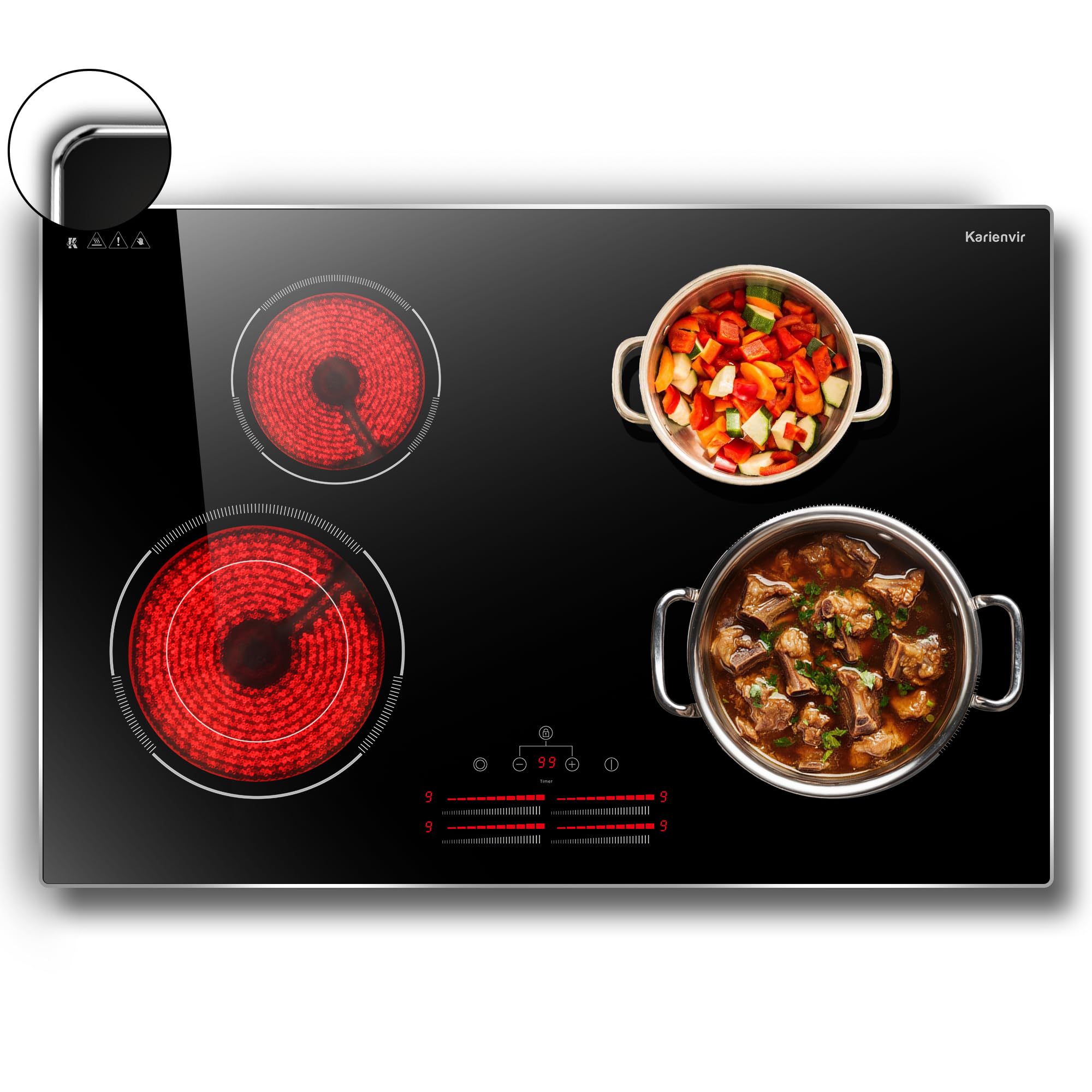 Piano Cottura Vetroceramica 4 Fuochi 77cm