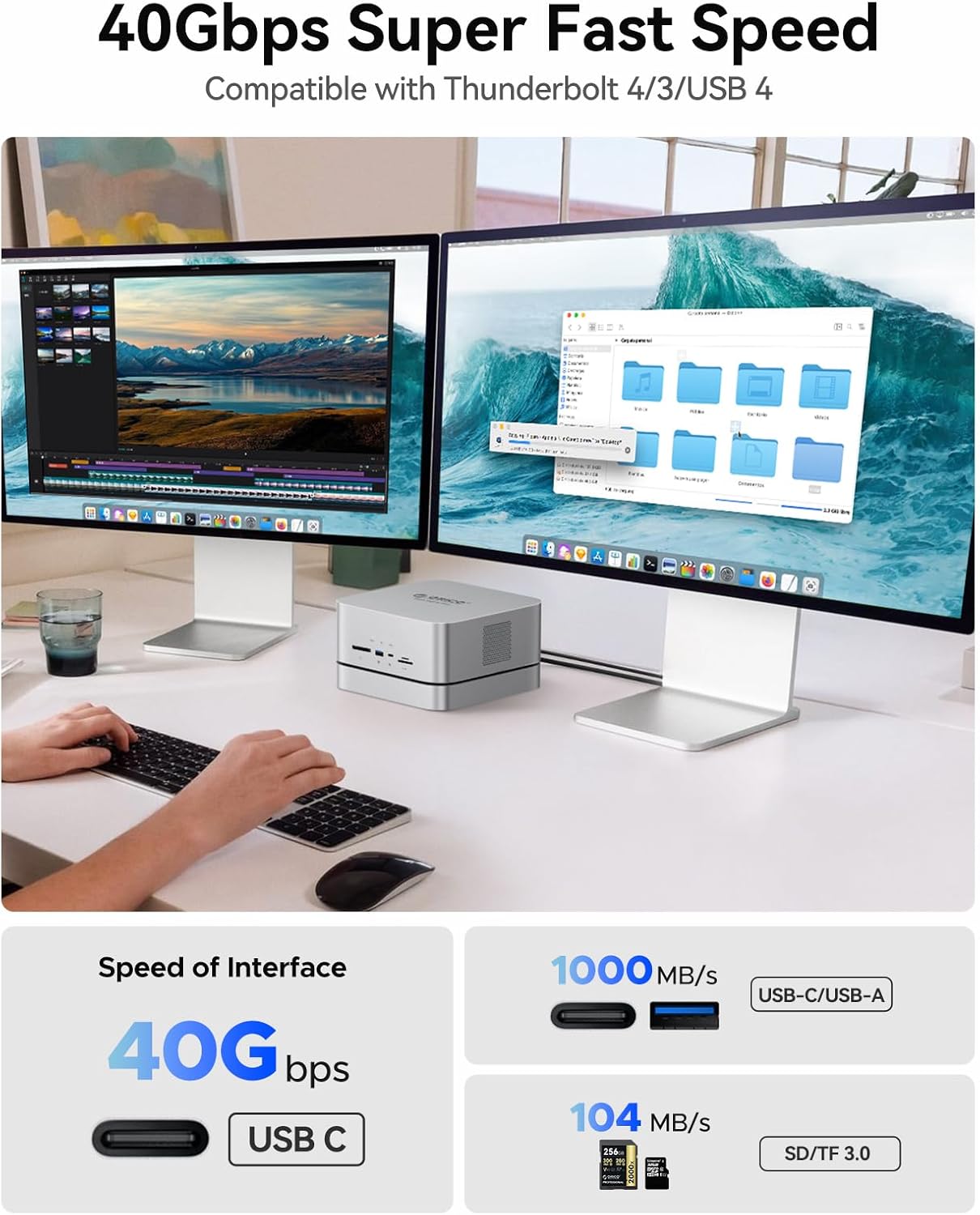 Orico Data Matrix Mini 6TB - Docking Station USB-C 40Gbps - immagine 3
