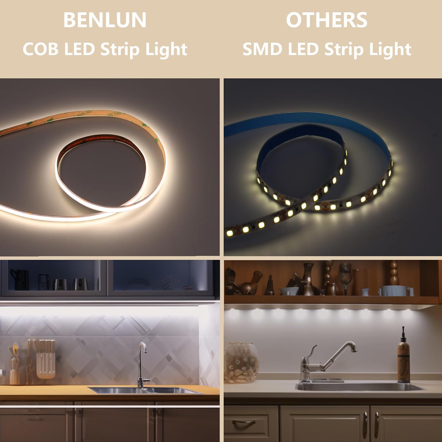 Benlun Striscia LED COB CCT 24V 20 metri - immagine 3