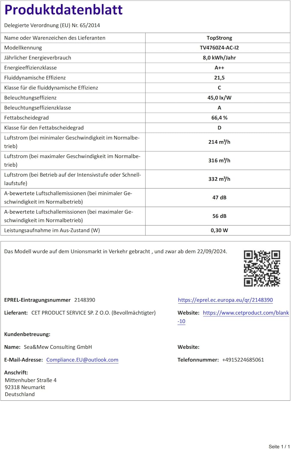 Topstrong Cappa Aspirante Inclinata 60cm, Classe A++ - immagine 12