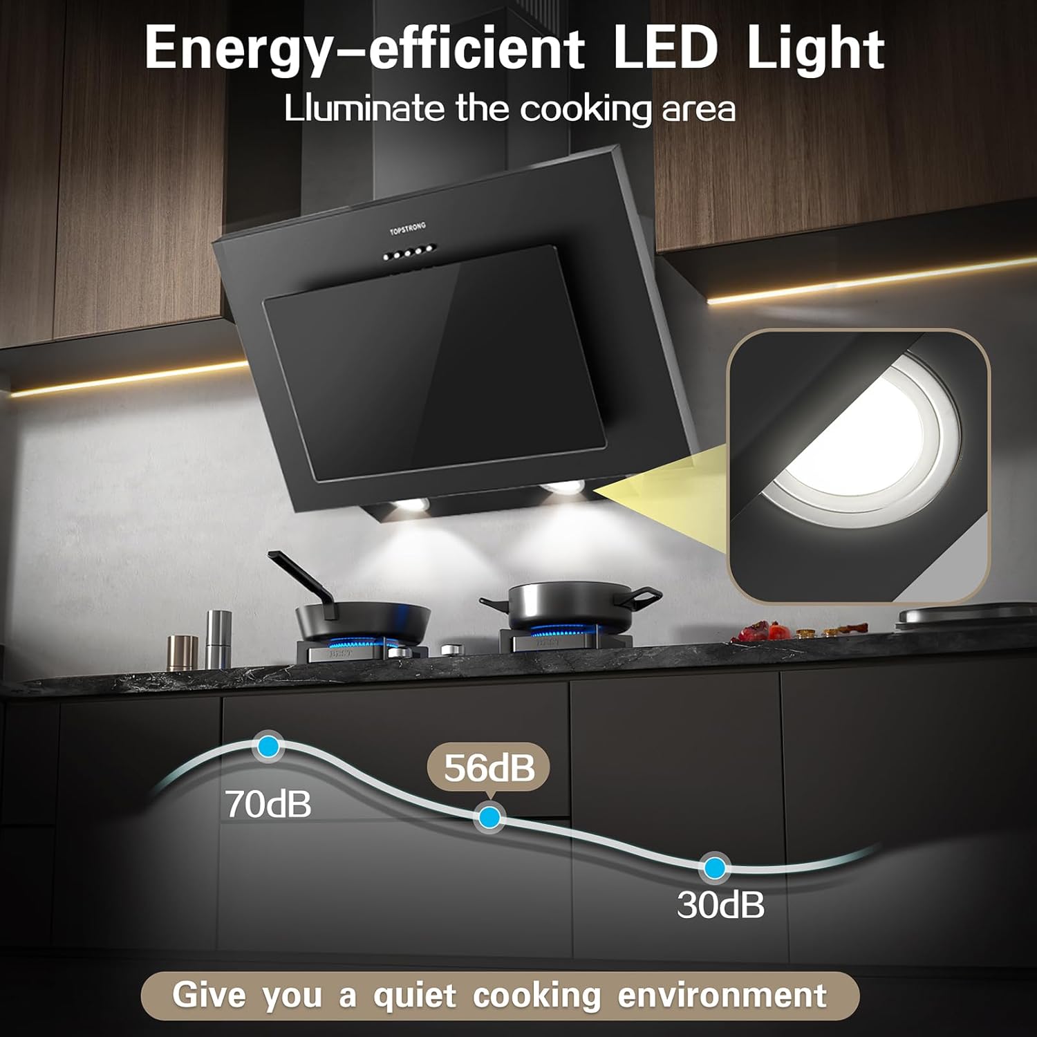 Topstrong Cappa Aspirante Inclinata 60cm, Classe A++ - immagine 2