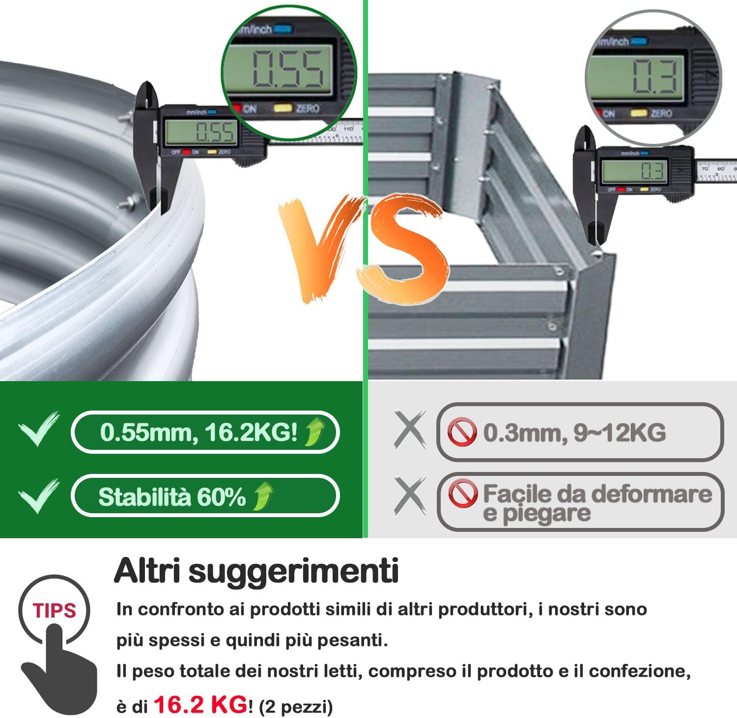 KINI MOX 2 PCS Letti per Orto Rialzato in Metallo 180x90x29cm - immagine 4