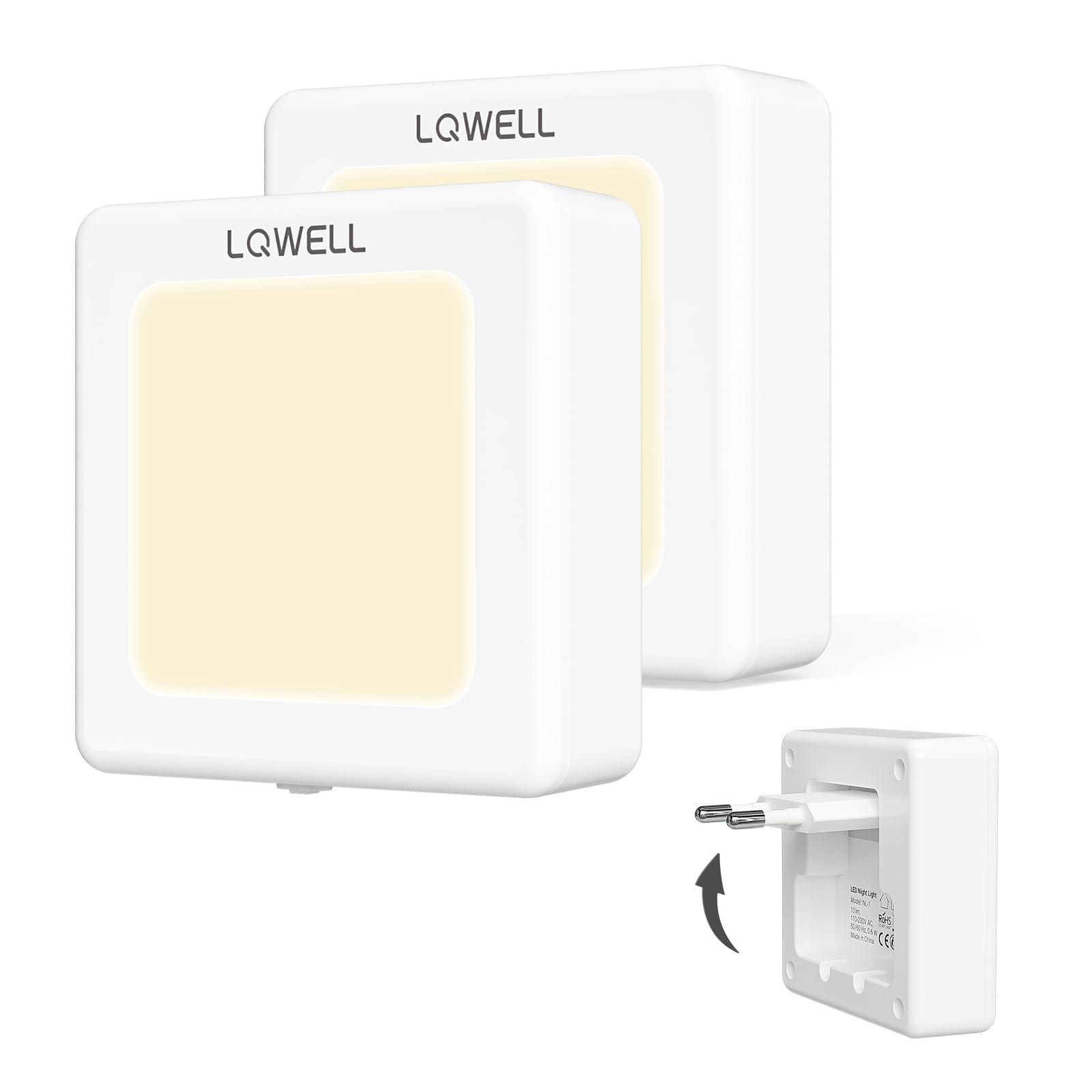 LQWELL® Luce Notturna Pieghevole con Sensore Crepuscolare (2 pz)
