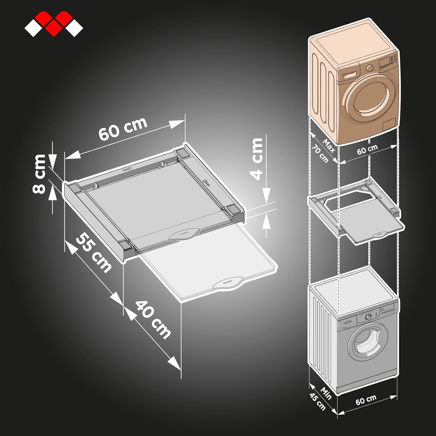 Meliconi Torre Dark - Kit Sovrapposizione Universale, Nero - immagine 2