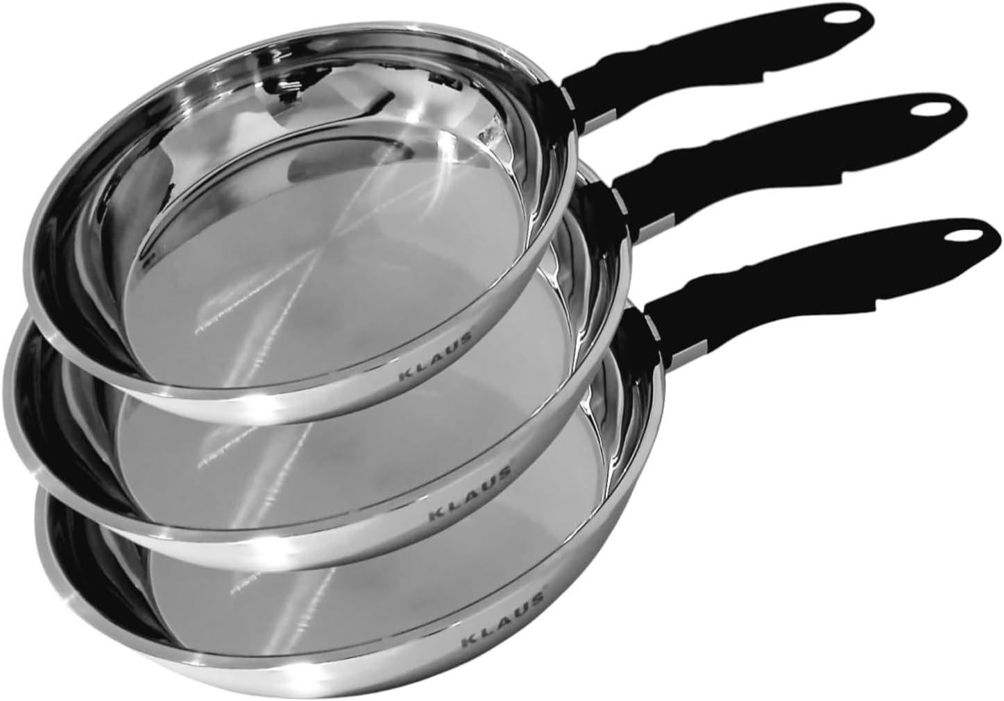 Klaus Set 3 Padelle Acciaio Inox 20/24/28 cm - immagine 2