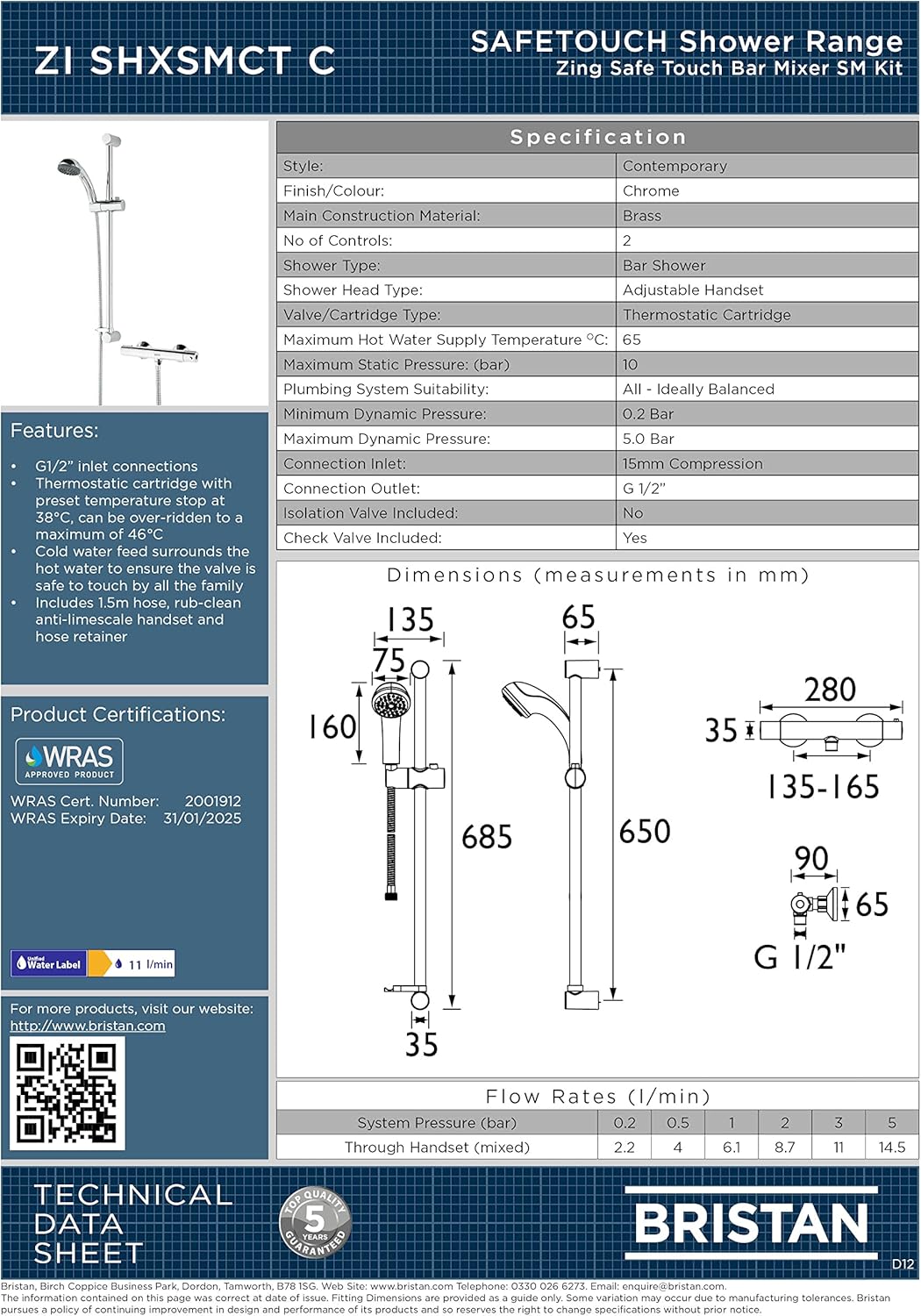 Bristan ZI SHXSMCT C ZING Basic Cool Touch - Colonna doccia - immagine 6