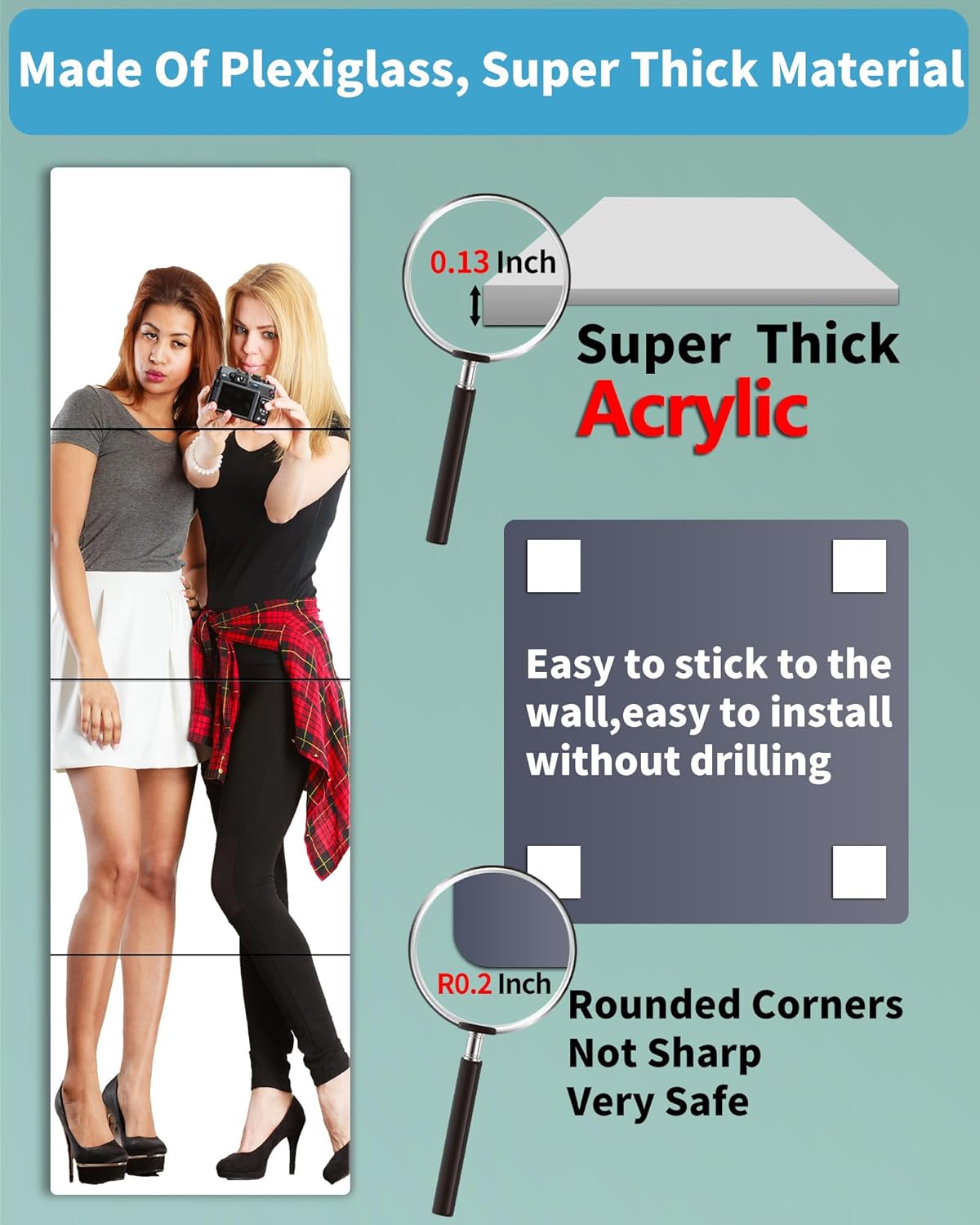 Piastrelle a Specchio Autoadesive Infrangibili 8pz - immagine 4