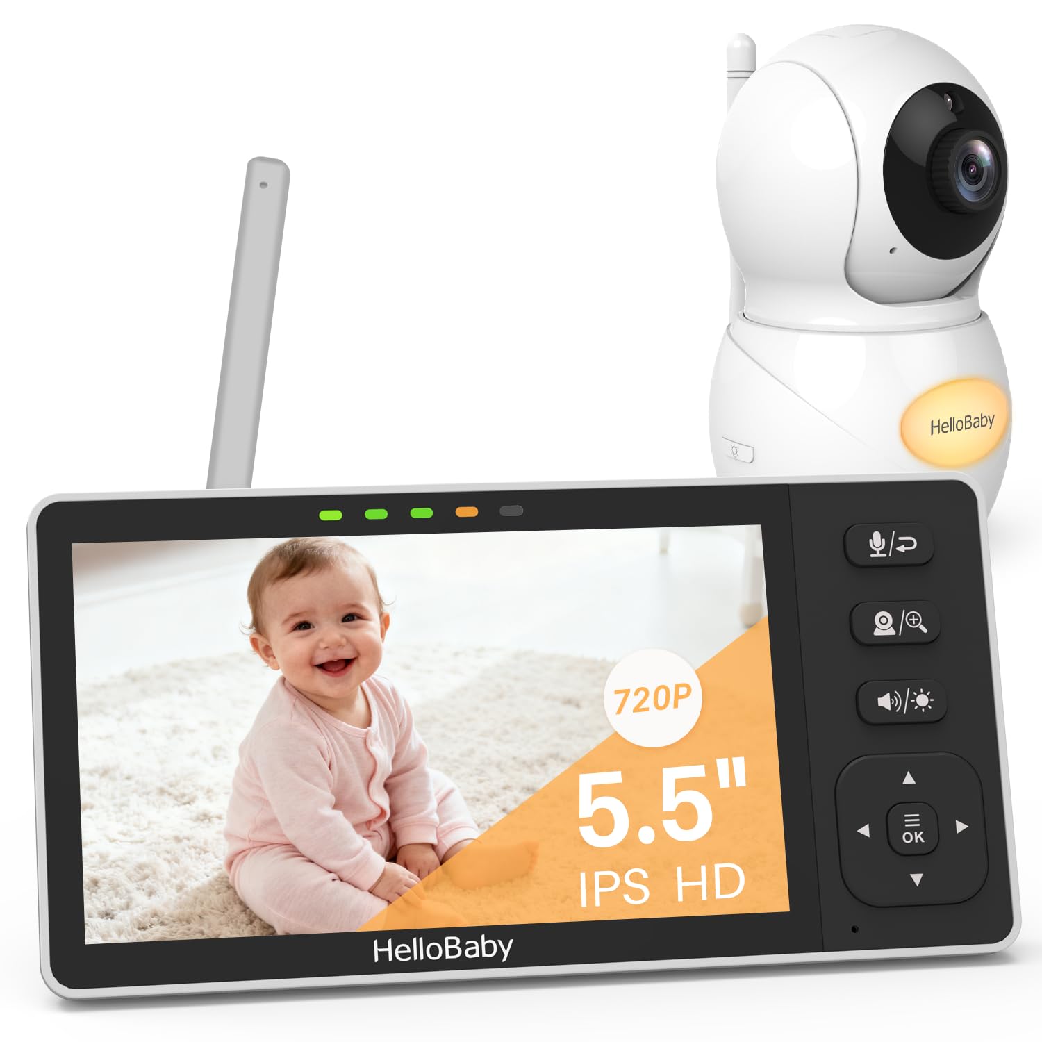 Hellobaby Babyphone con Fotocamera 5.5'' Schermo IPS