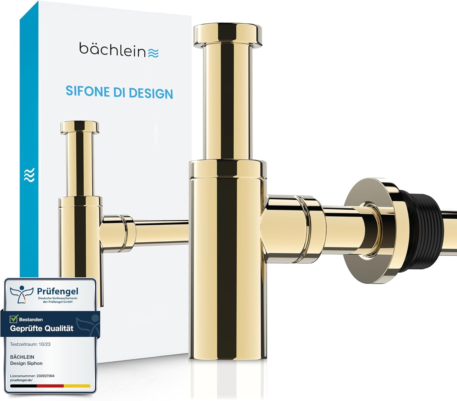 Bächlein Sifone di design universale per lavabo e mobile lavabo - piletta che si adatta perfettamente - sifone antiodore con apertura per la pulizia + istruzioni di installazione - immagine 1