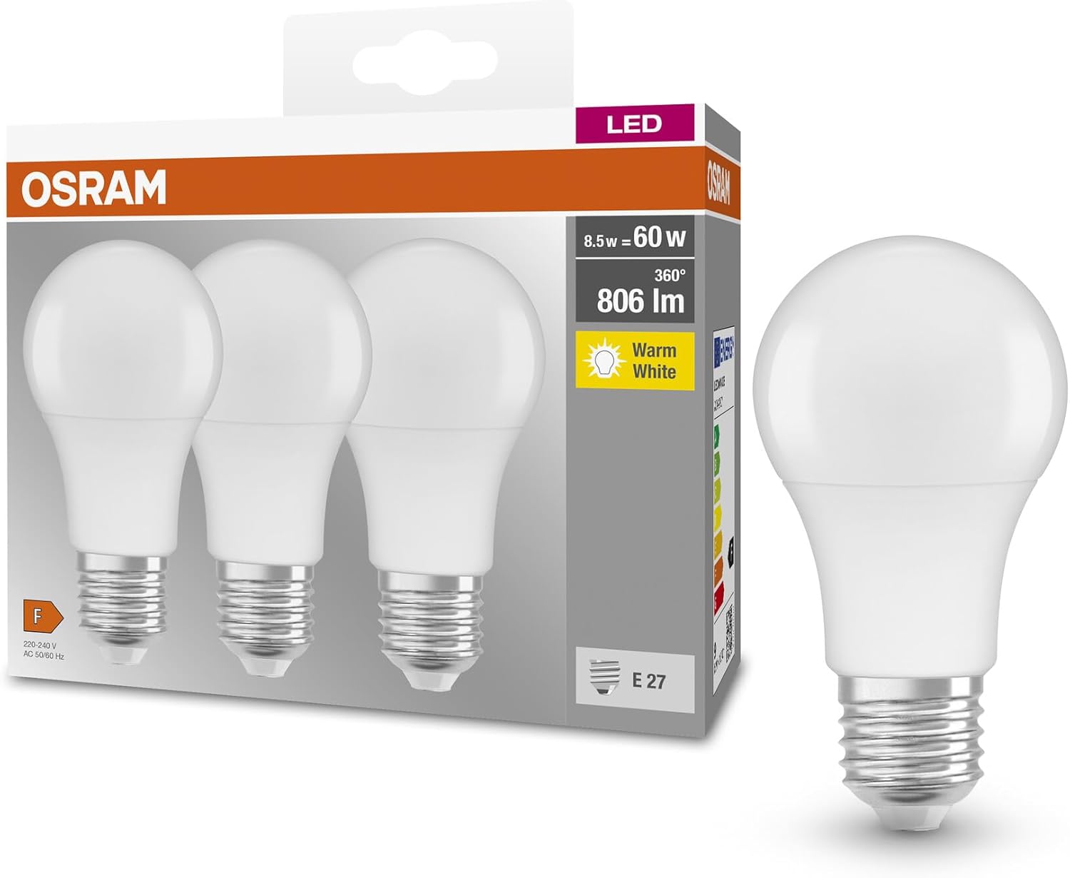 Osram Lampada LED BASE CLASSIC A 60 FR E27, Tripla - immagine 1