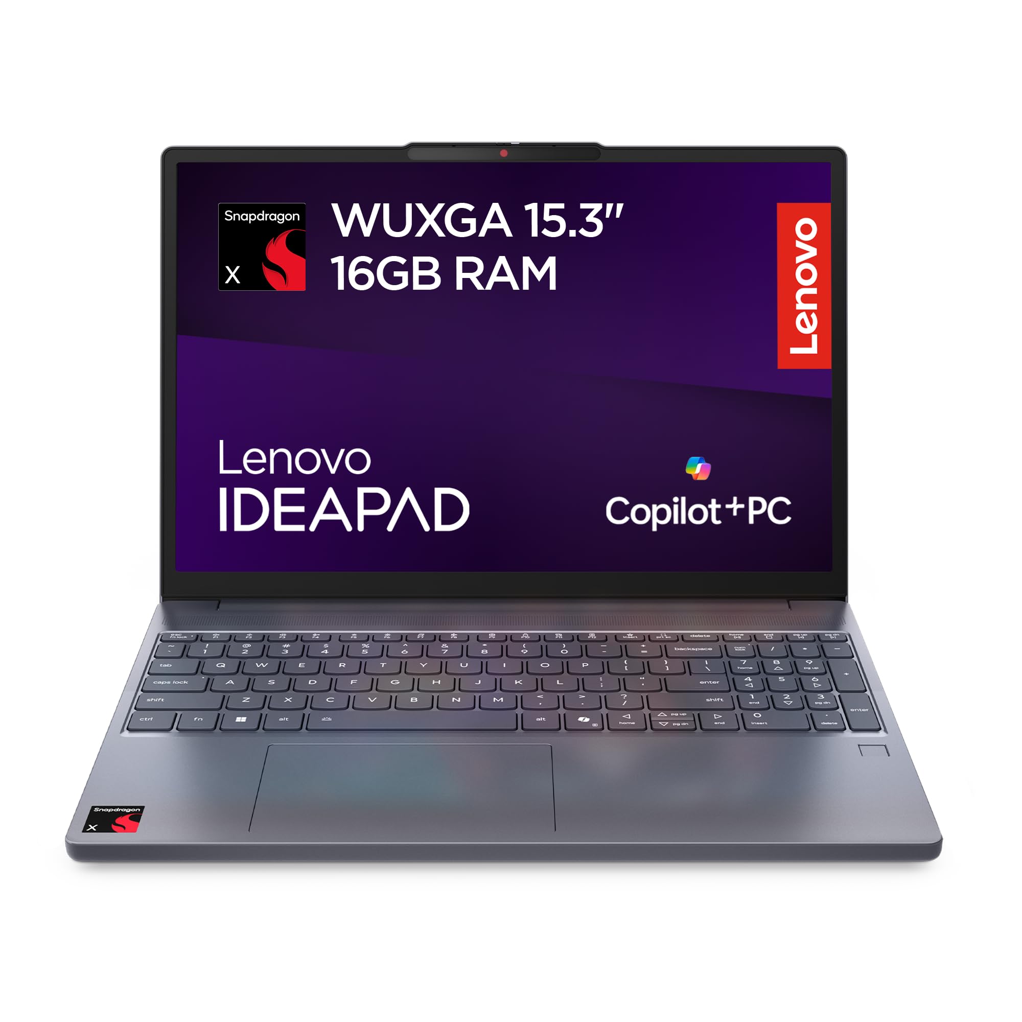 Lenovo IdeaPad Slim 3 Notebook 15,3” WUXGA (1920x1200), Snapdragon X X1-26-100, RAM 16 GB, 512 GB SSD, Grafica Integrata, WiFi 6E, Windows 11 Home - Luna Grey