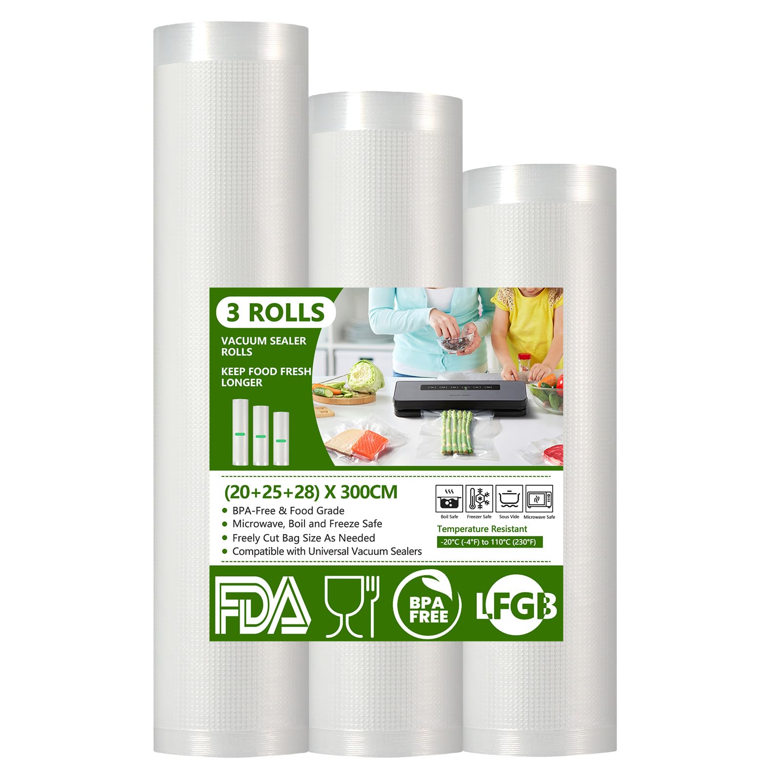 Diboniur Sacchetti Sottovuoto Alimenti - 3 Rotoli