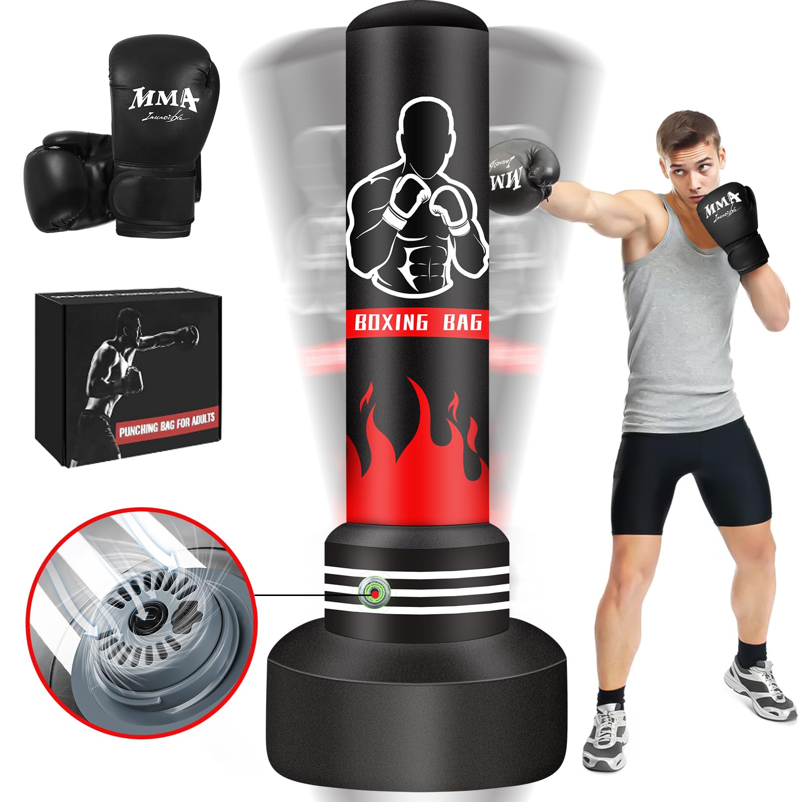 Juoifip Saco de Boxeo Autoinflable 180cm