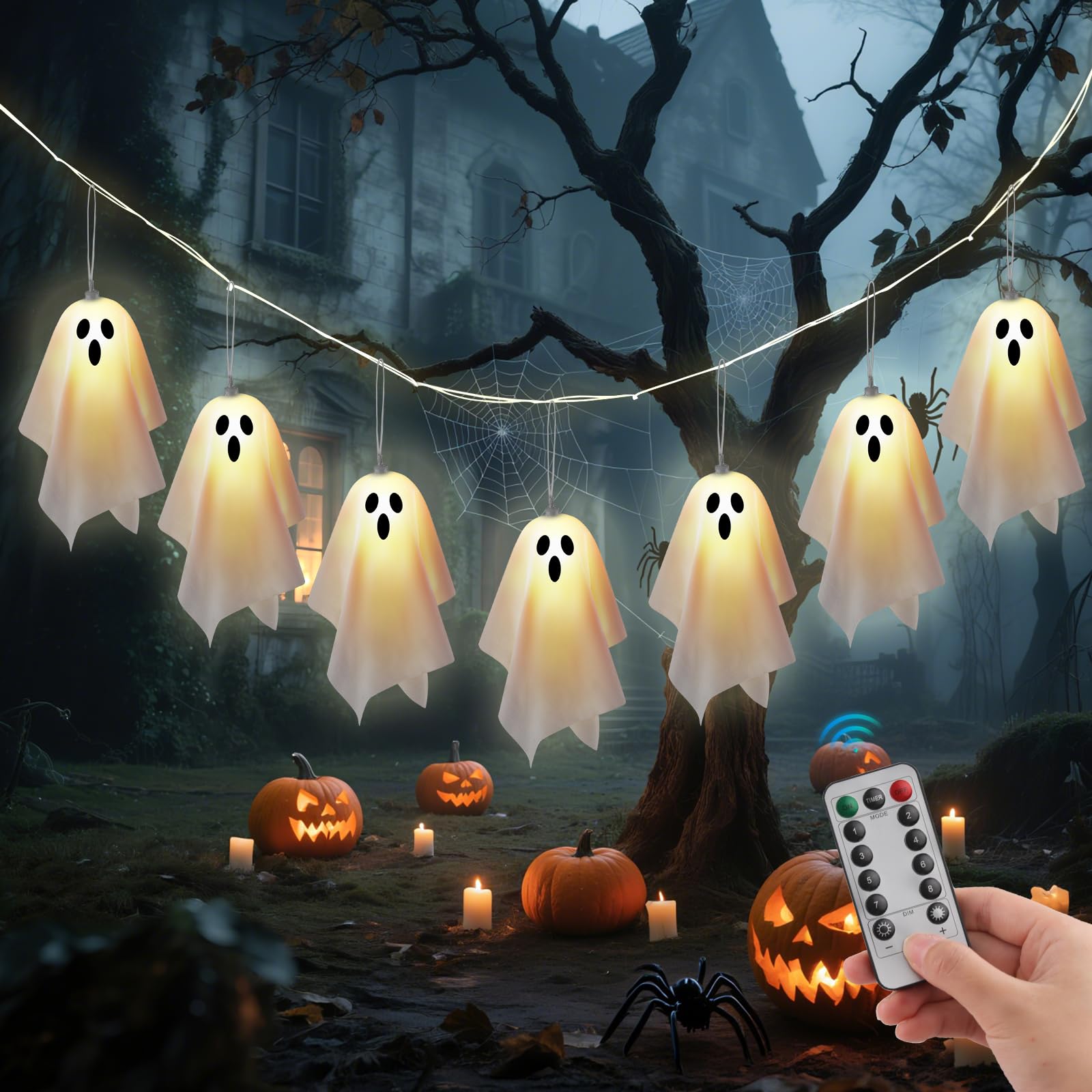 Luci Fatate Fantasma Decorative Halloween 2,3m