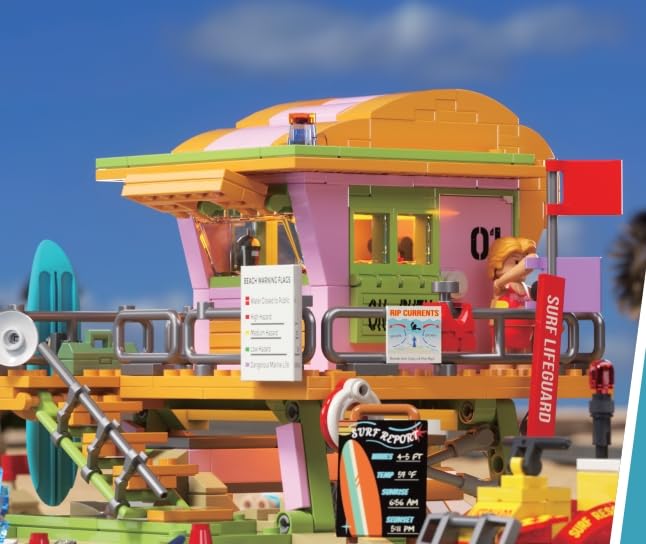 Beach Lifeguard Tower Set Costruzioni 1015 Pcs con 6 LED