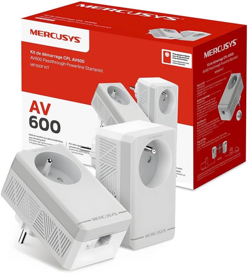 Mercusys MP300P KIT CPL 600Mbps con Presa Integrata - immagine 1