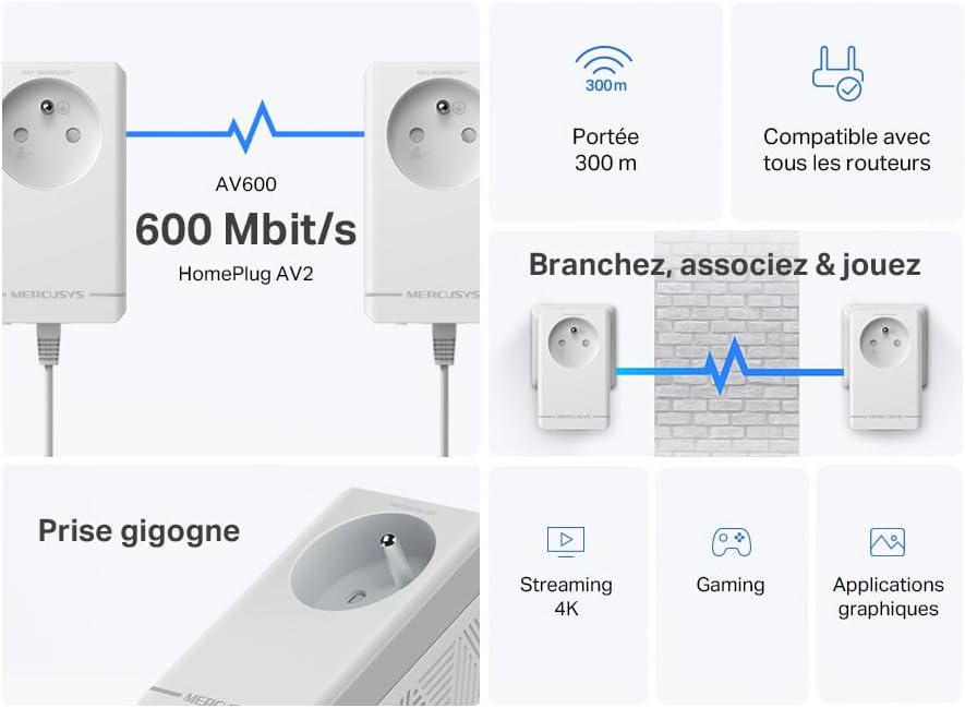 Mercusys MP300P KIT CPL 600Mbps con Presa Integrata - immagine 4