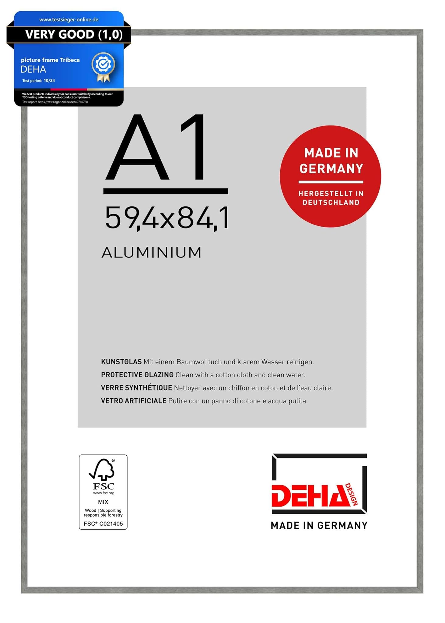 Deha Design Cornice in Alluminio Tribeca A1, Grigio Opaco