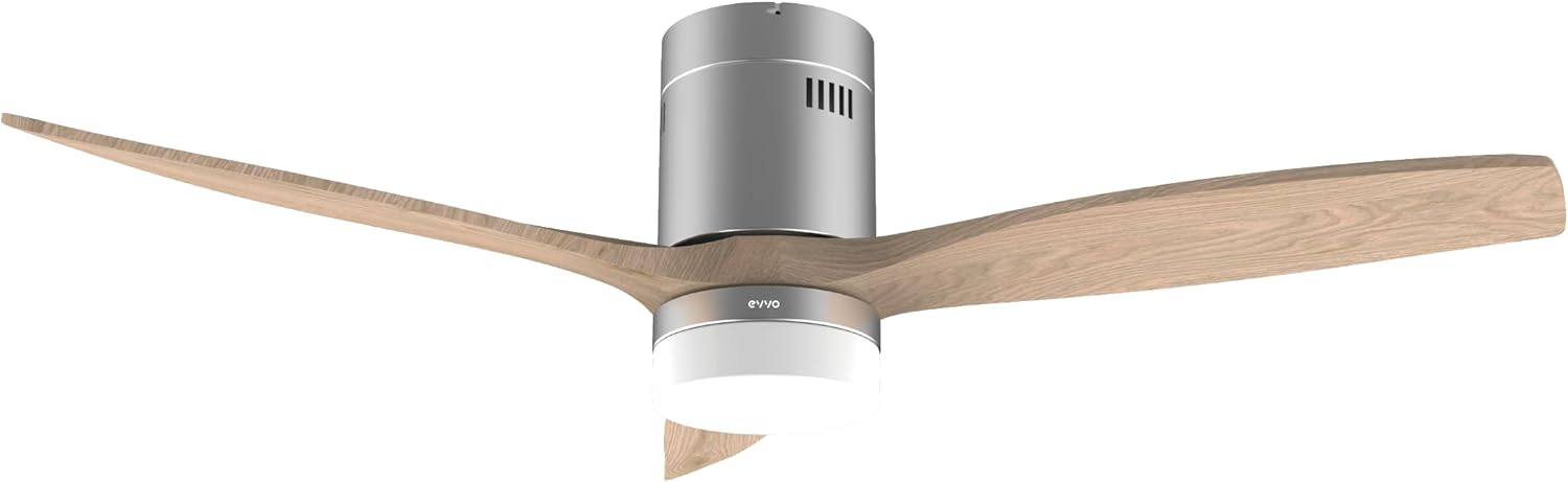 Evvo Ventilatore Soffitto LED e Wi-Fi Ø132 cm, Grigio Laccato