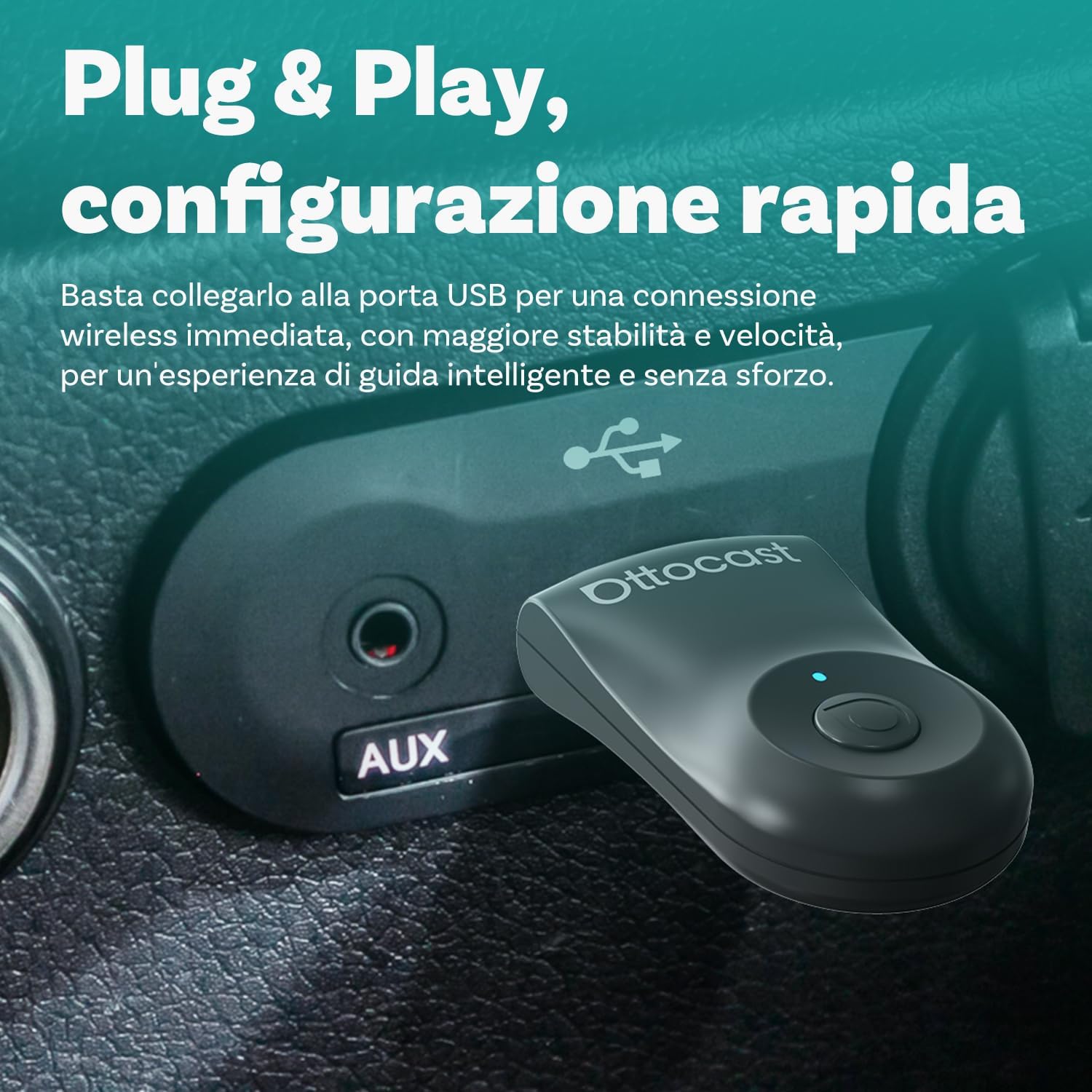 Ottocast Mini - Adattatore Wireless Android Auto e Carplay - immagine 3