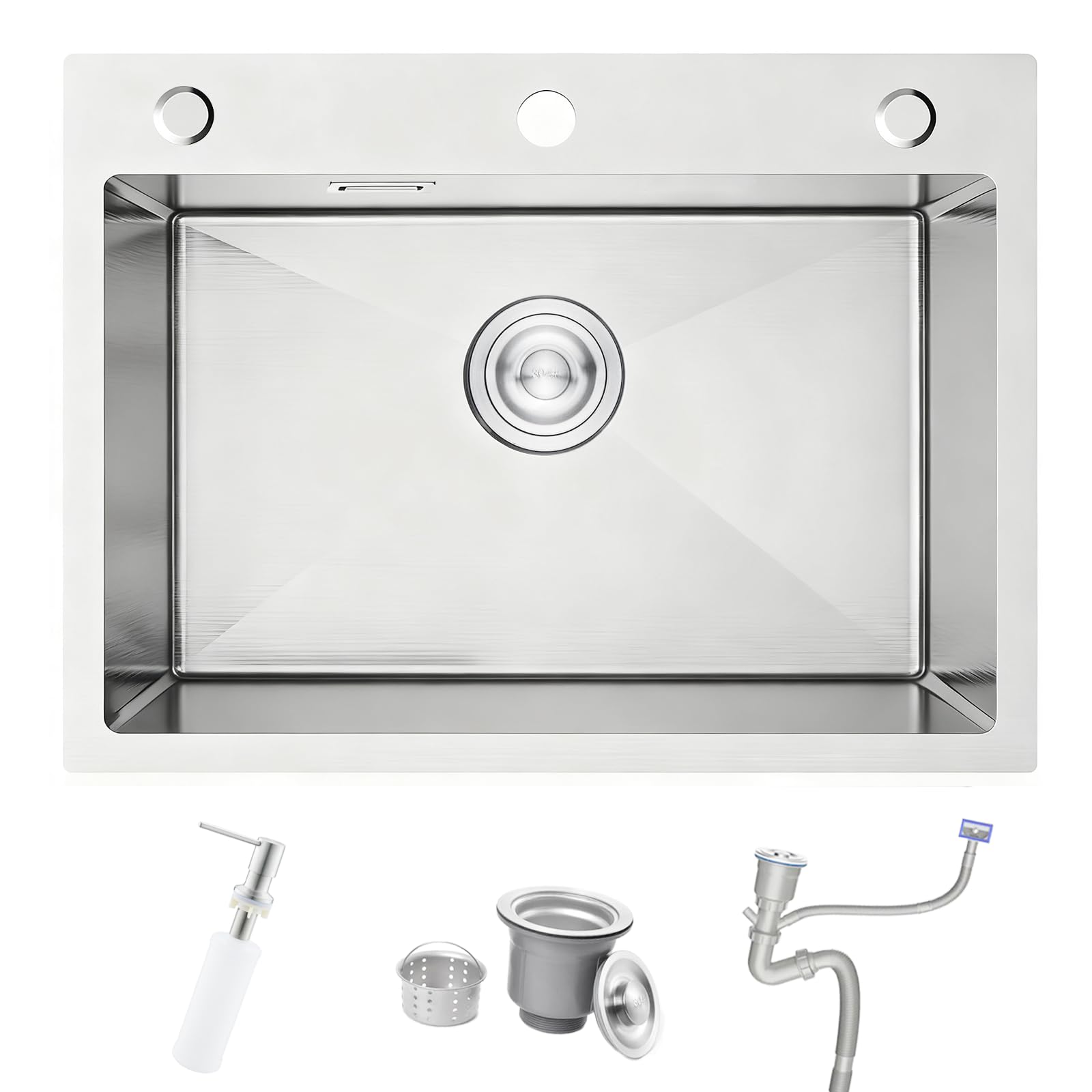 Lavello Cucina 1 Vasca 60x45 cm in Acciaio Inox Spazzolato