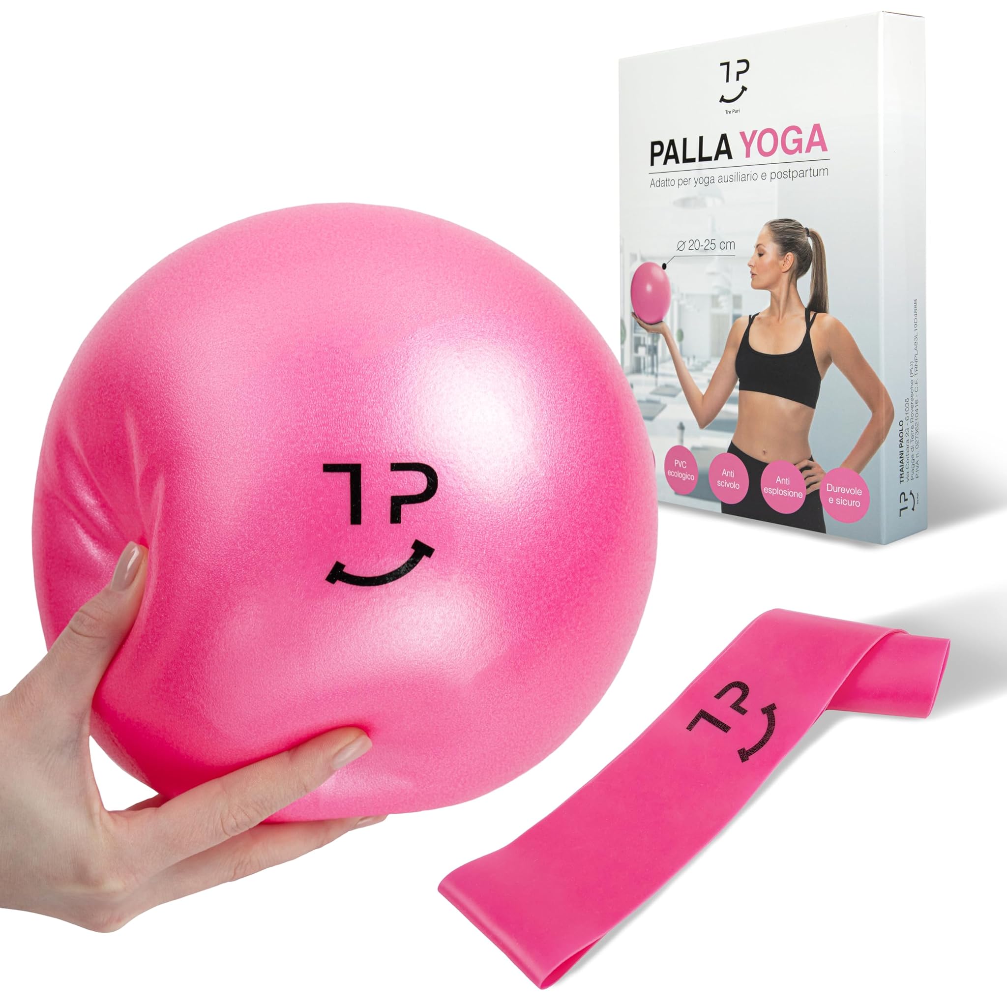 Tre Puri® Palla Pilates 25 CM con Accessori Yoga