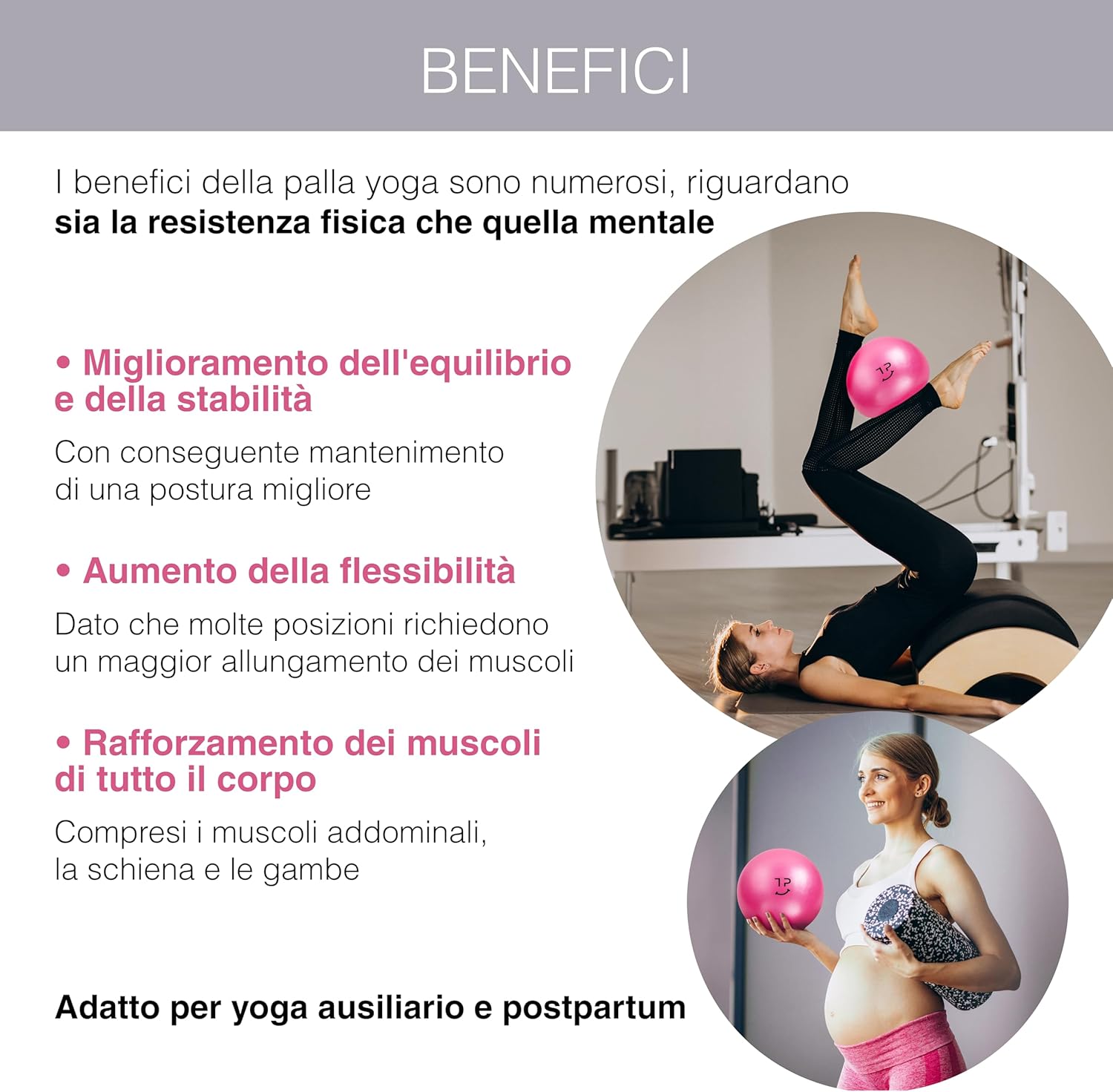 Tre Puri® Palla Pilates 25 CM con Accessori Yoga - immagine 4
