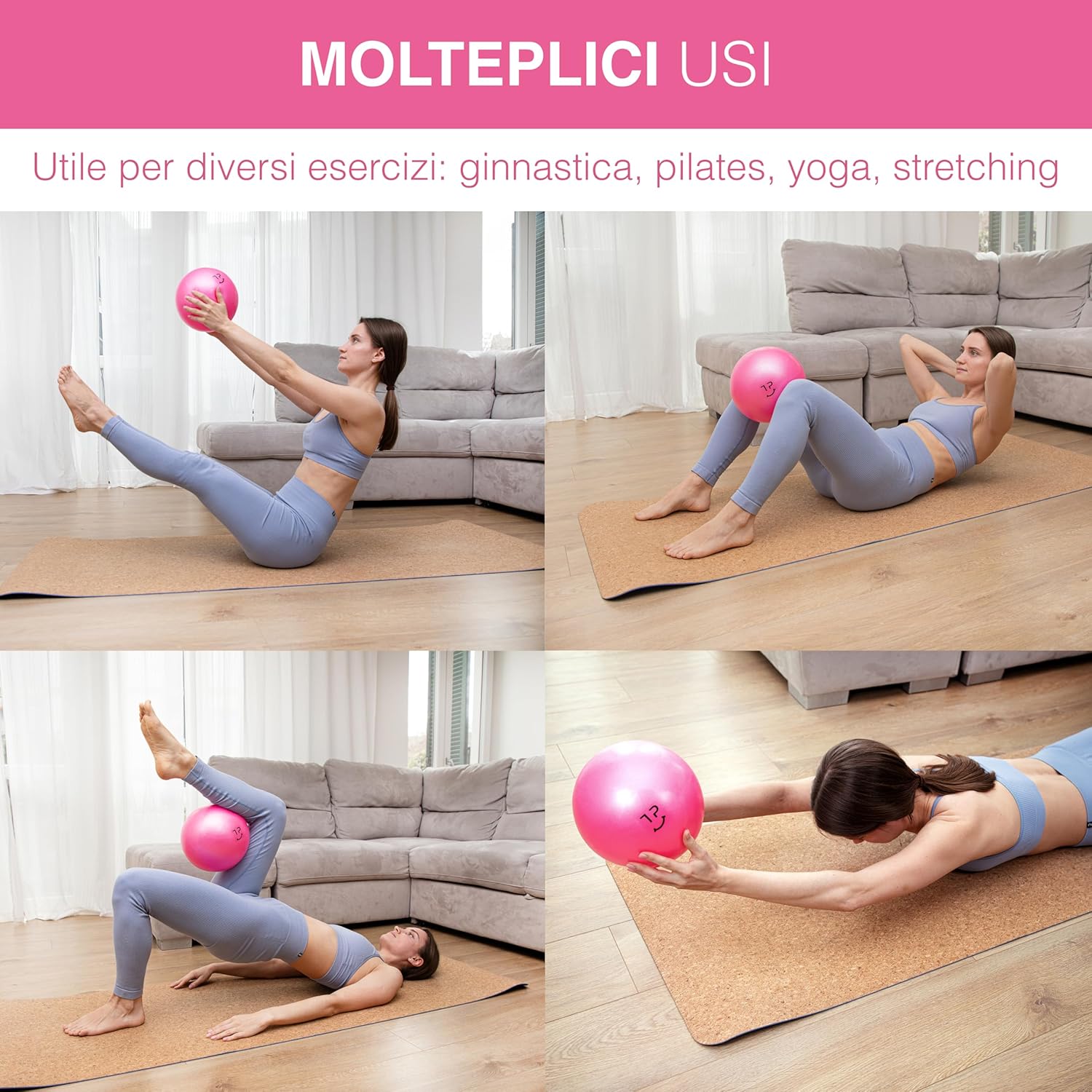 Tre Puri® Palla Pilates 25 CM con Accessori Yoga - immagine 5