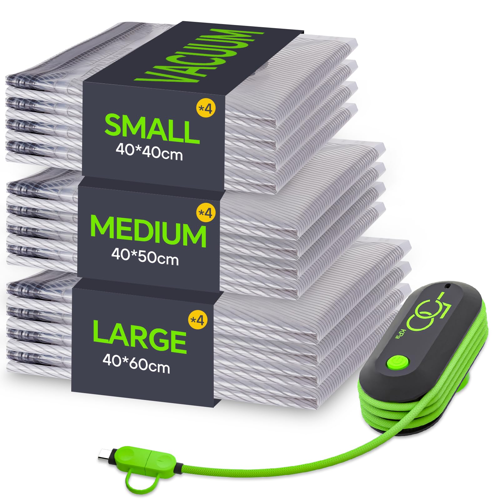 Sacchetti Sottovuoto Vestiti Viaggio 12 Pezzi con Pompa USB