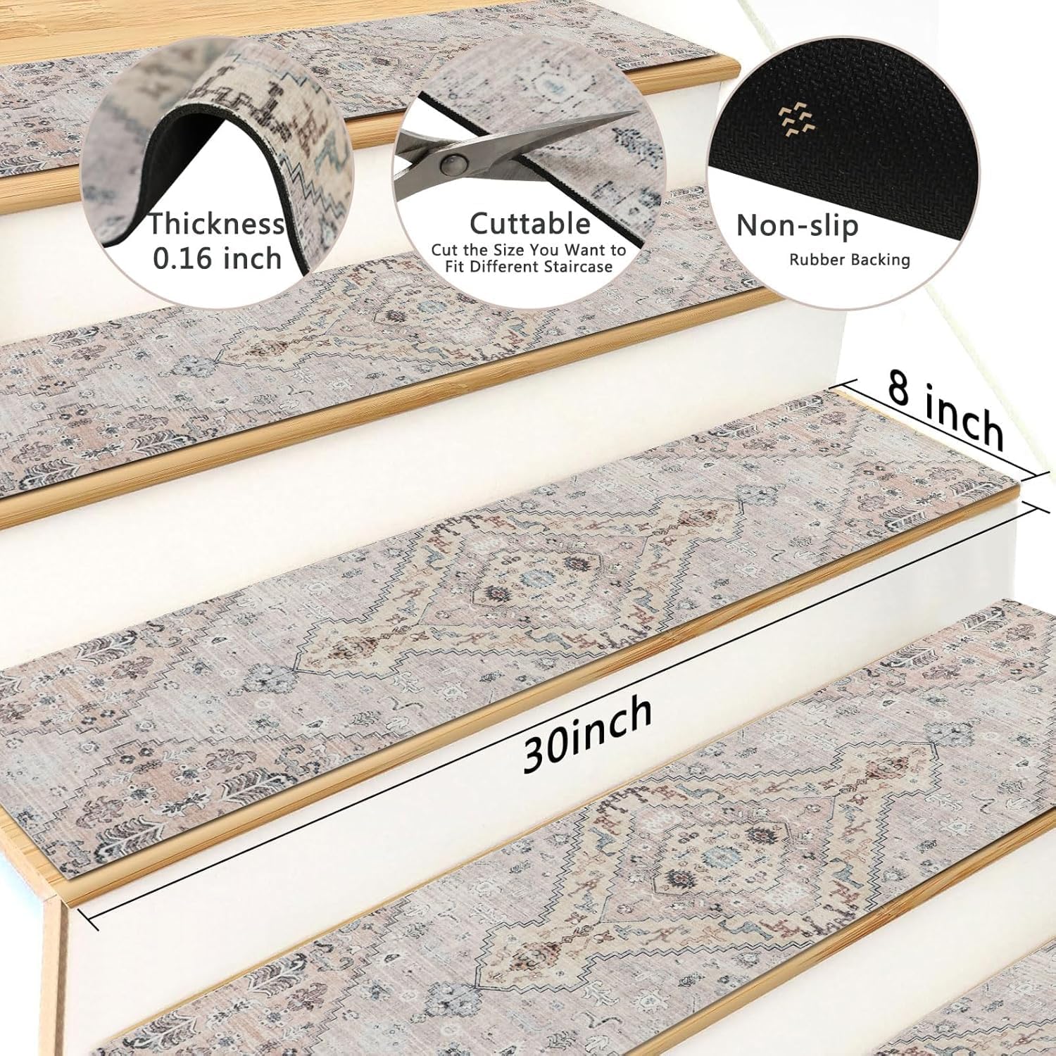 Homcomodar Tappeti per Scale Antiscivolo 15 Pezzi - immagine 2