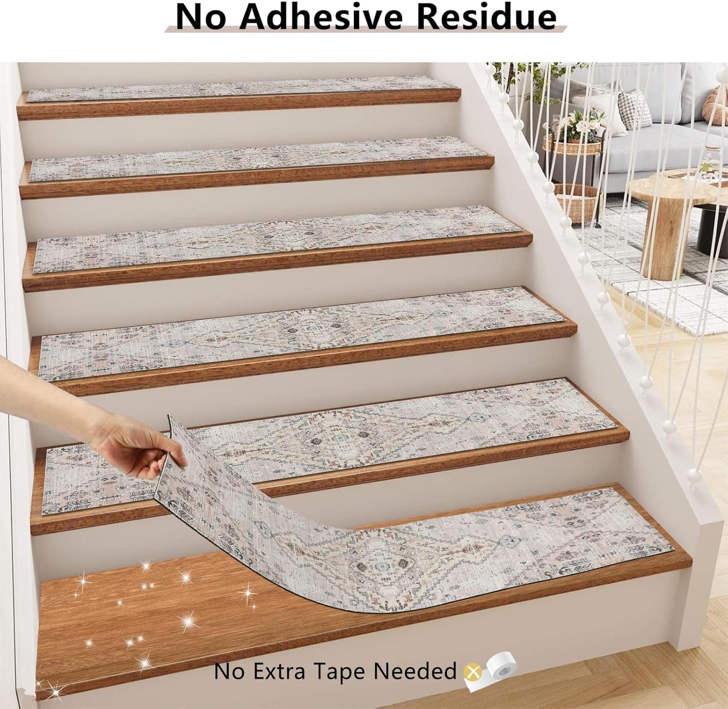 Homcomodar Tappeti per Scale Antiscivolo 15 Pezzi - immagine 6
