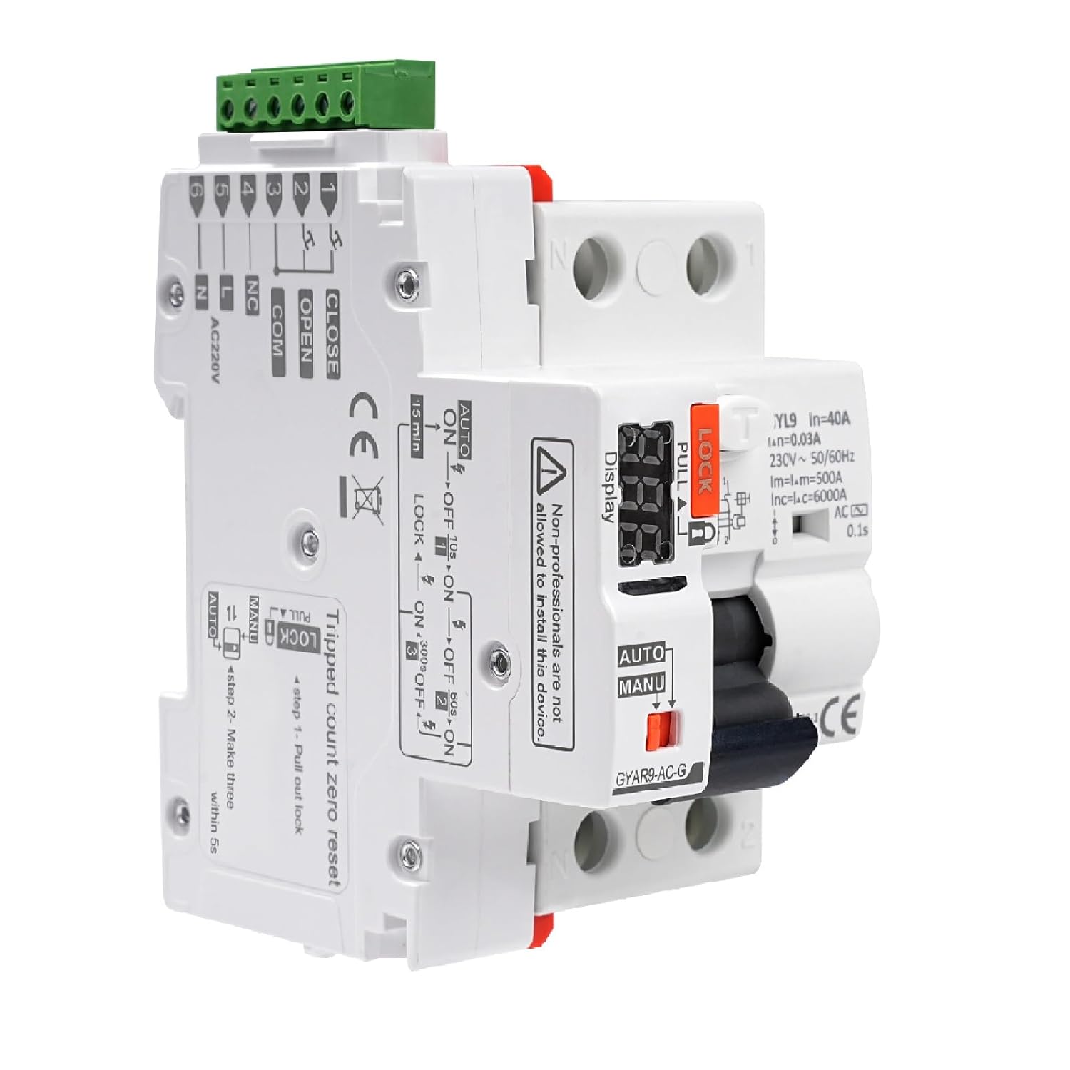 Salvavita con Riarmo Automatico 40A 30mA 2P AC230V - immagine 1