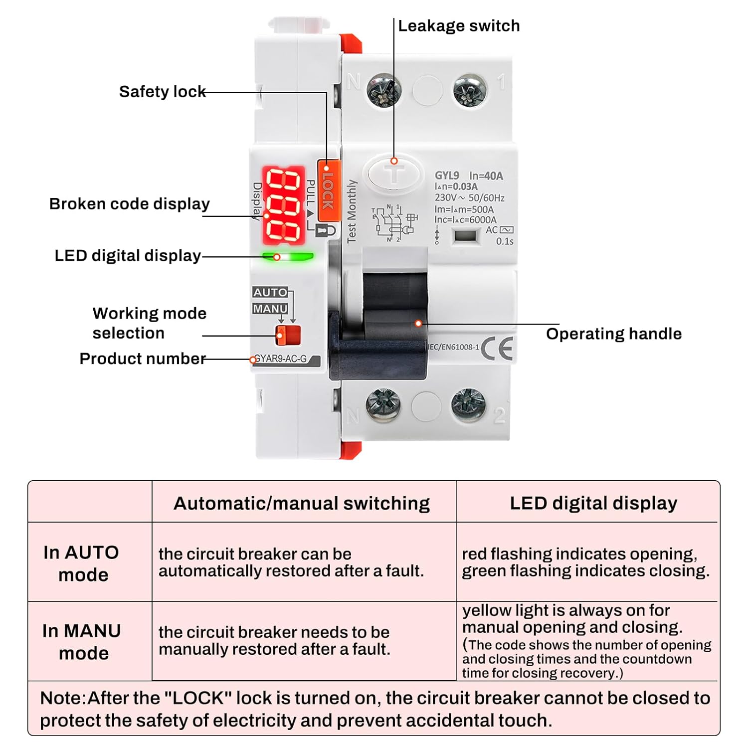 Salvavita con Riarmo Automatico 40A 30mA 2P AC230V - immagine 6