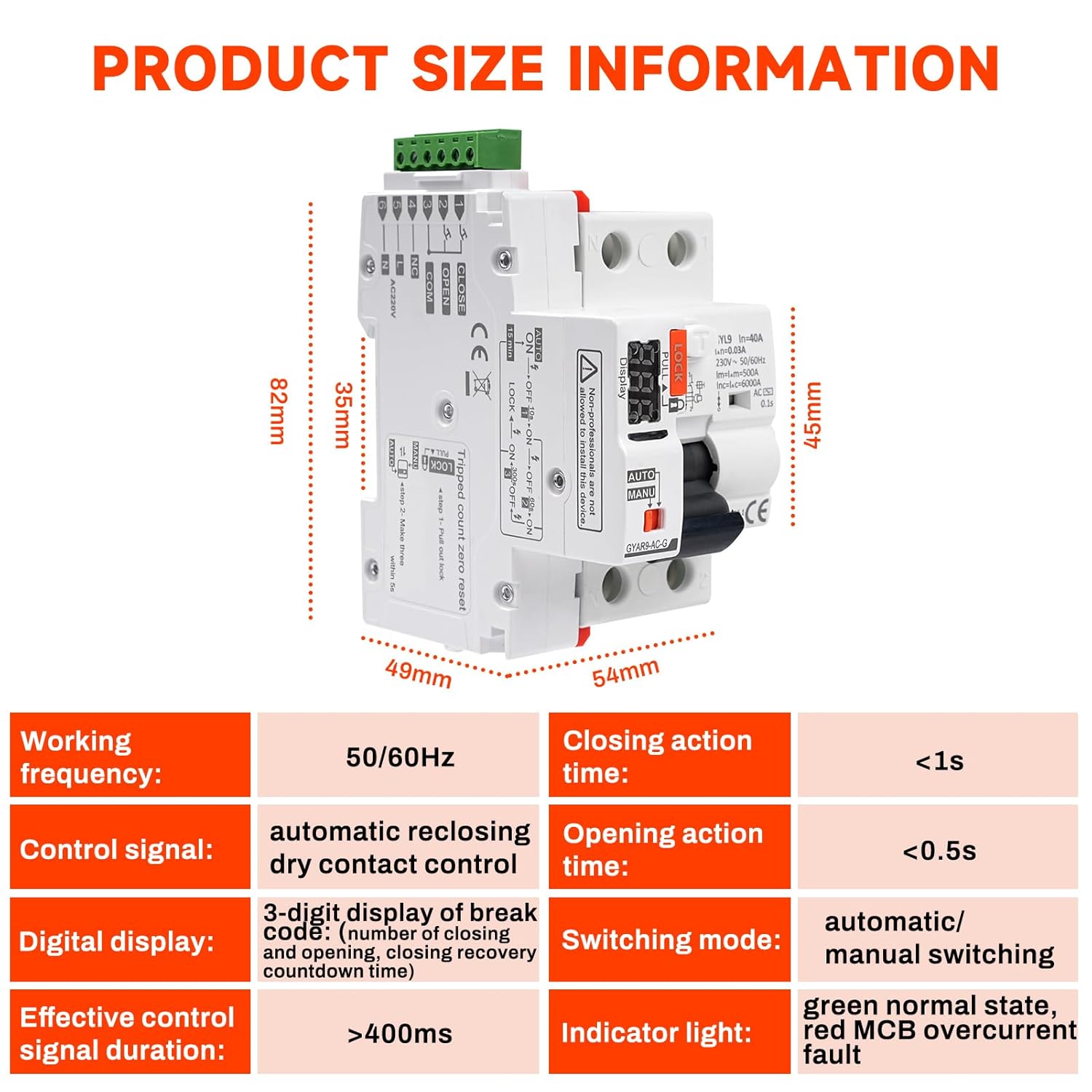 Salvavita con Riarmo Automatico 40A 30mA 2P AC230V - immagine 7