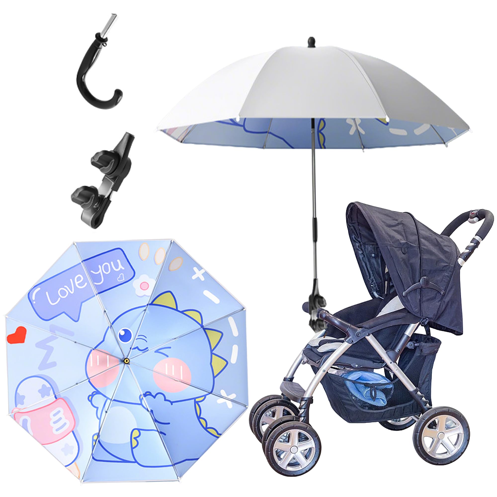 Ombrellino Passeggino Universale UPF50+ Dinosauro Blu