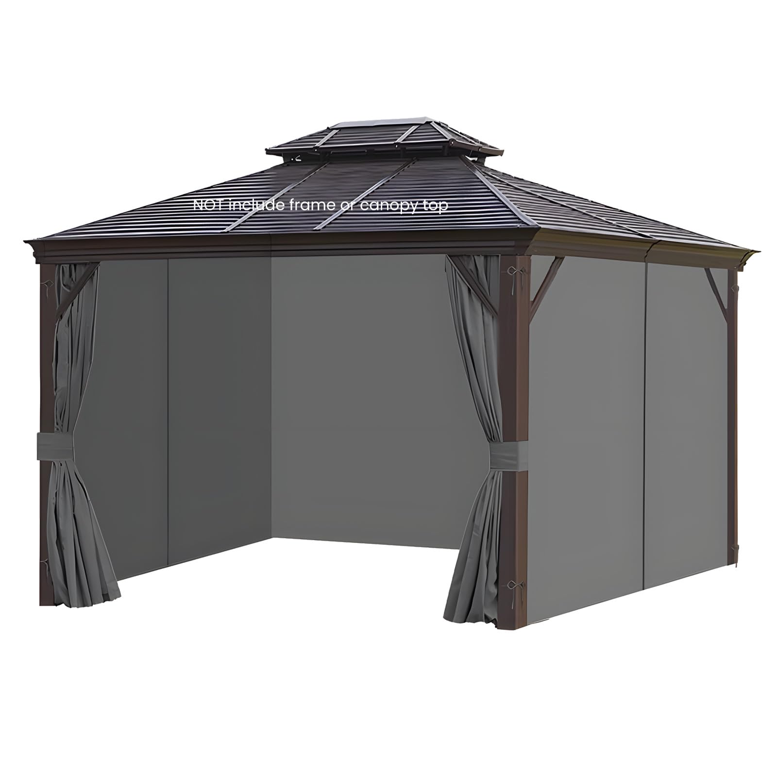 homegroove Tende per gazebo per esterni, impermeabili, 3 x 3,7 m, tende per la privacy, 4 pannelli, tende di ricambio per gazebo con cerniera per giardino, patio, cortile (solo tende) (grigio)