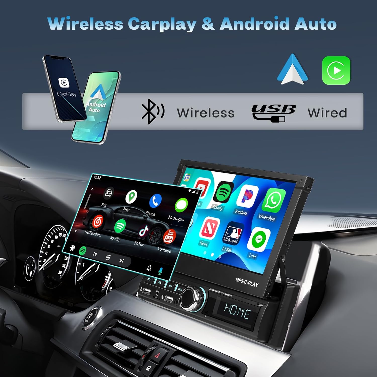 Inefala Autoradio 1 Din Carplay Wireless con Android Auto - immagine 2