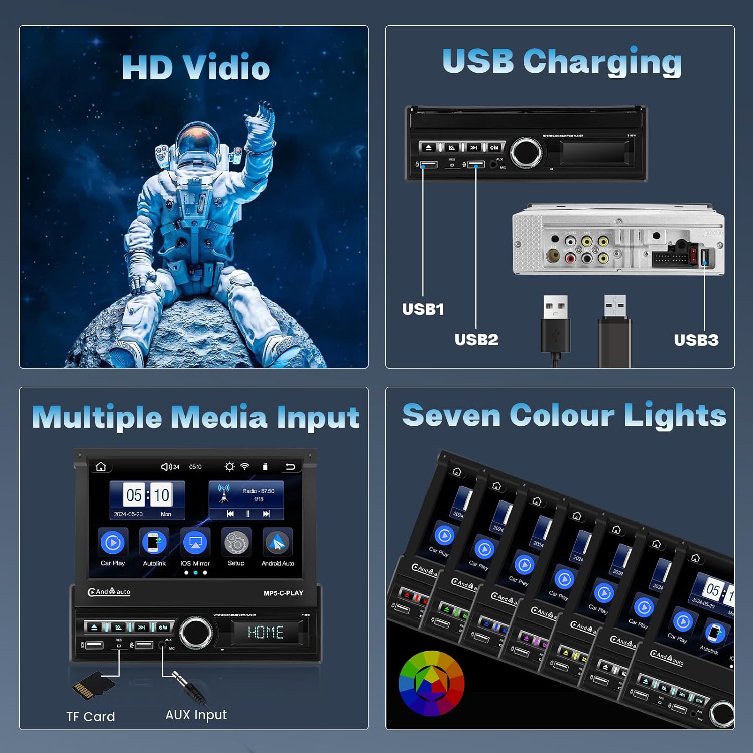 Inefala Autoradio 1 Din Carplay Wireless con Android Auto - immagine 6