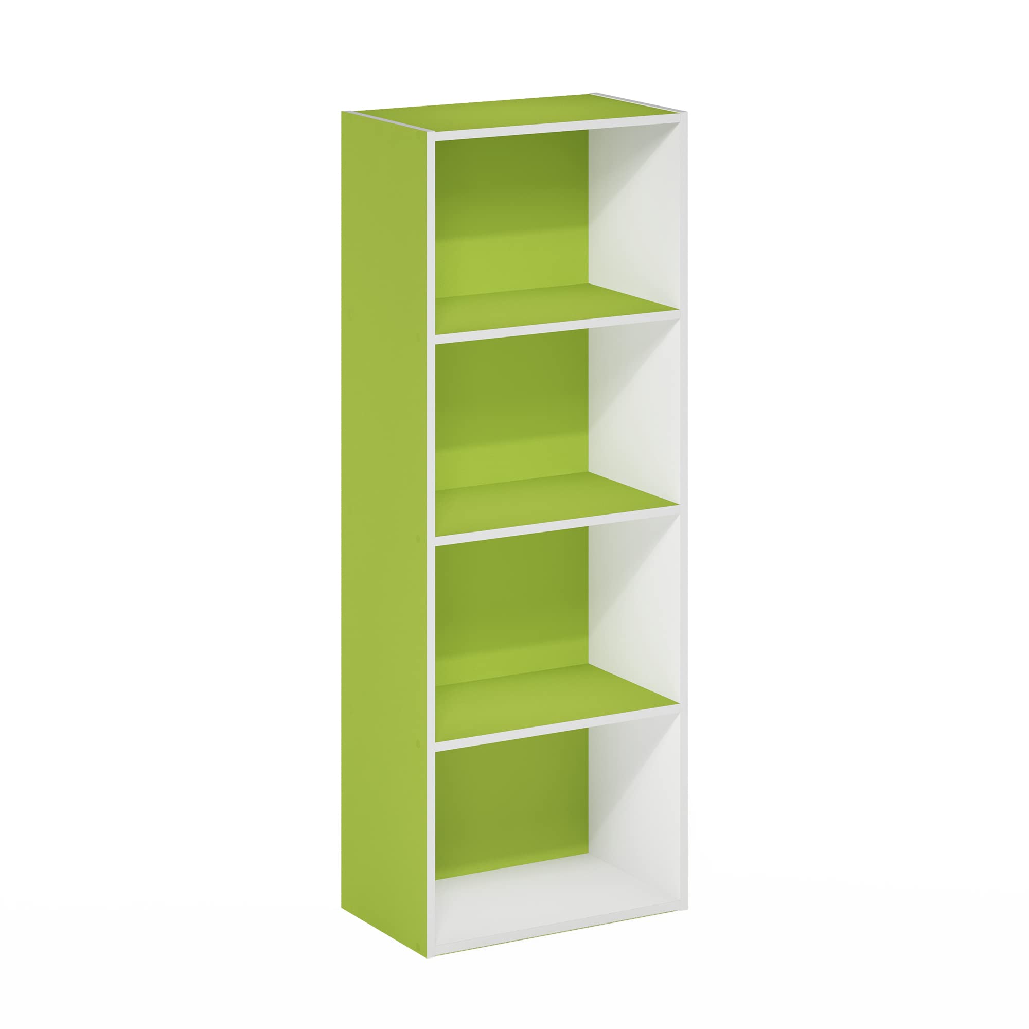 Furinno Luder Libreria a 4 ripiani aperti, verde/bianco