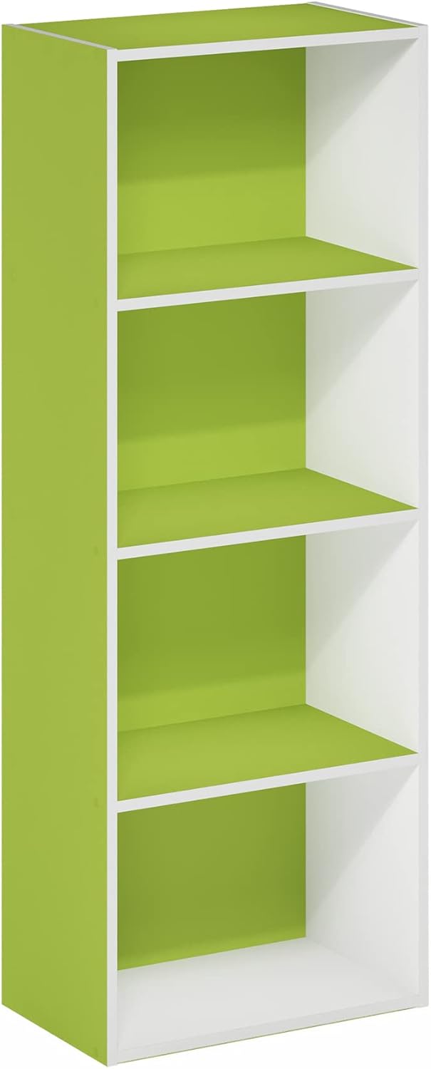 Furinno Luder Libreria a 4 ripiani aperti, verde/bianco - immagine 1